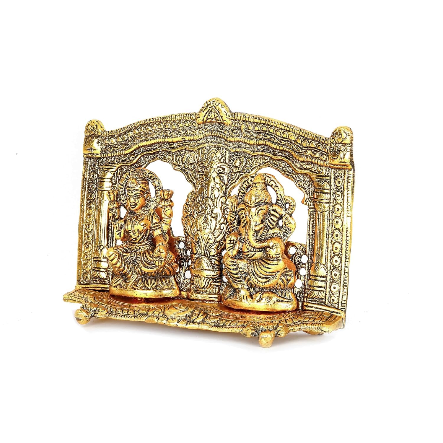 Crown Warriors Metal Laxmi Ganesh Idol Bhagwan Ganpati Murti Metal Statue Sitting Laxmi Ji For Home Office Decor Pooja Good Luck