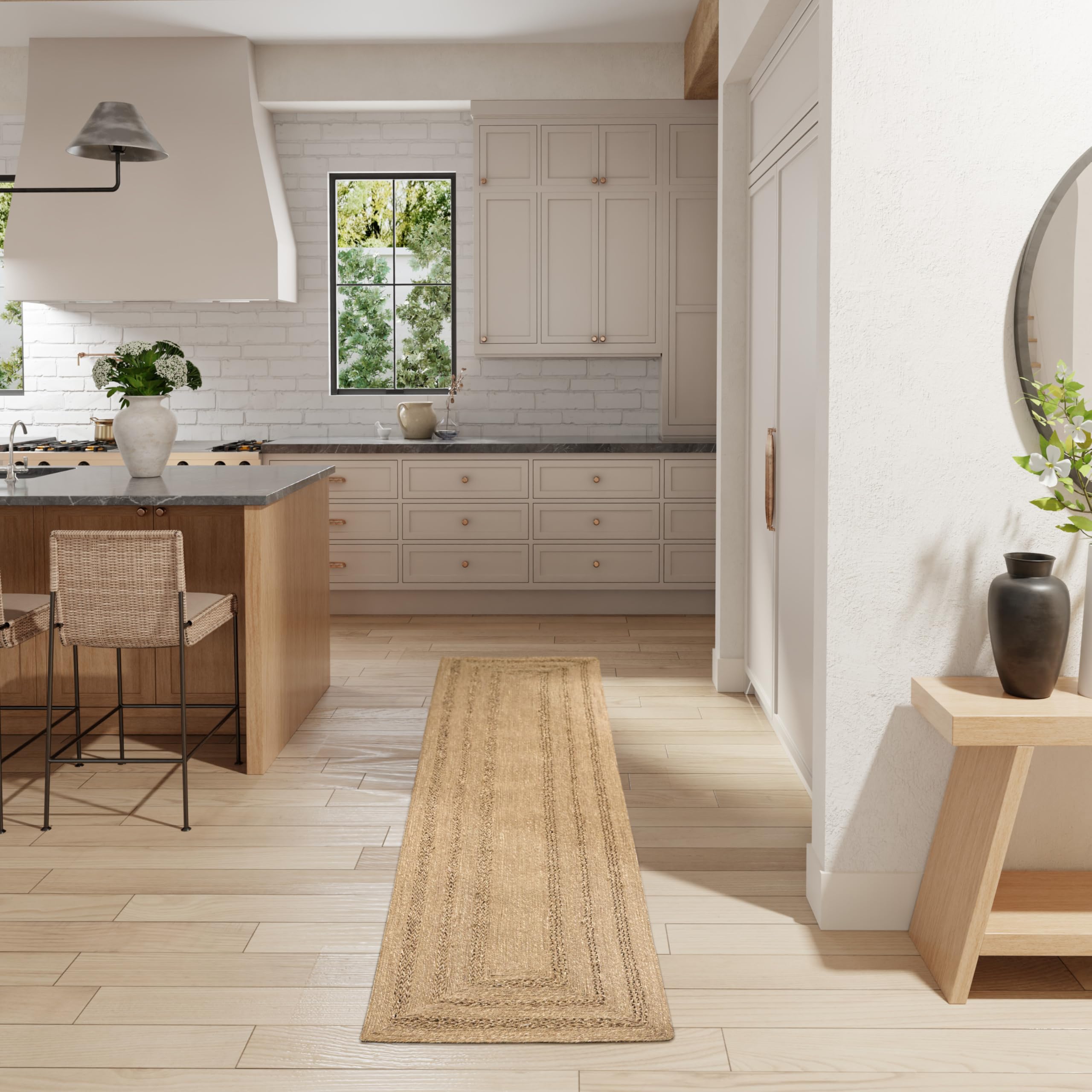 Nourison Natural Seagrass Natural 23 x 8 Area Rug - Easy Clean, Non Shedding, Bed Room, Living Room, Dining Room, Kitchen (8 