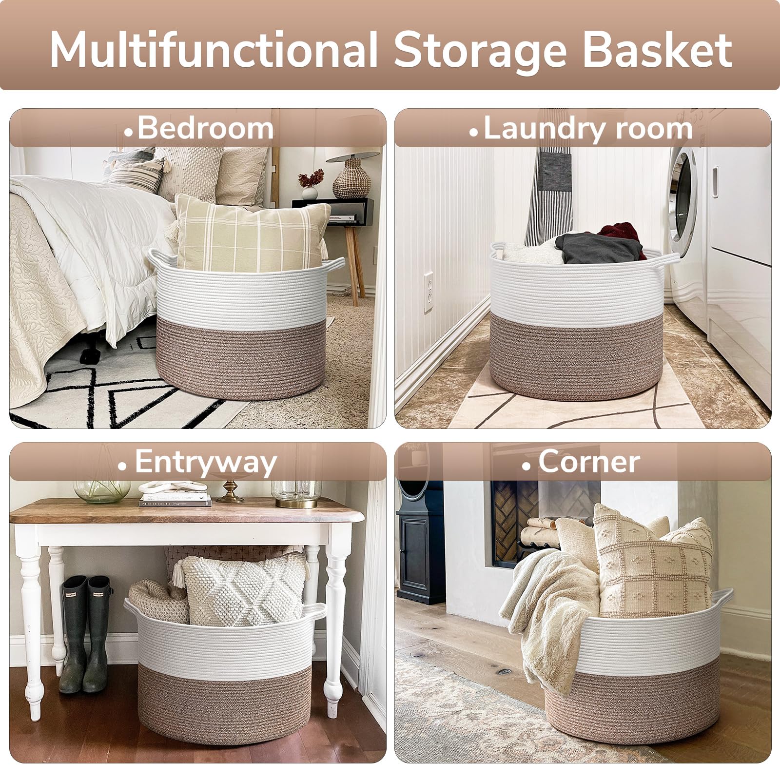 Goodpick Large Storage Basket, 83L Blanket Basket For Living Room, Woven Storage Basket, Large Laundry Basket For Clothes, Chris
