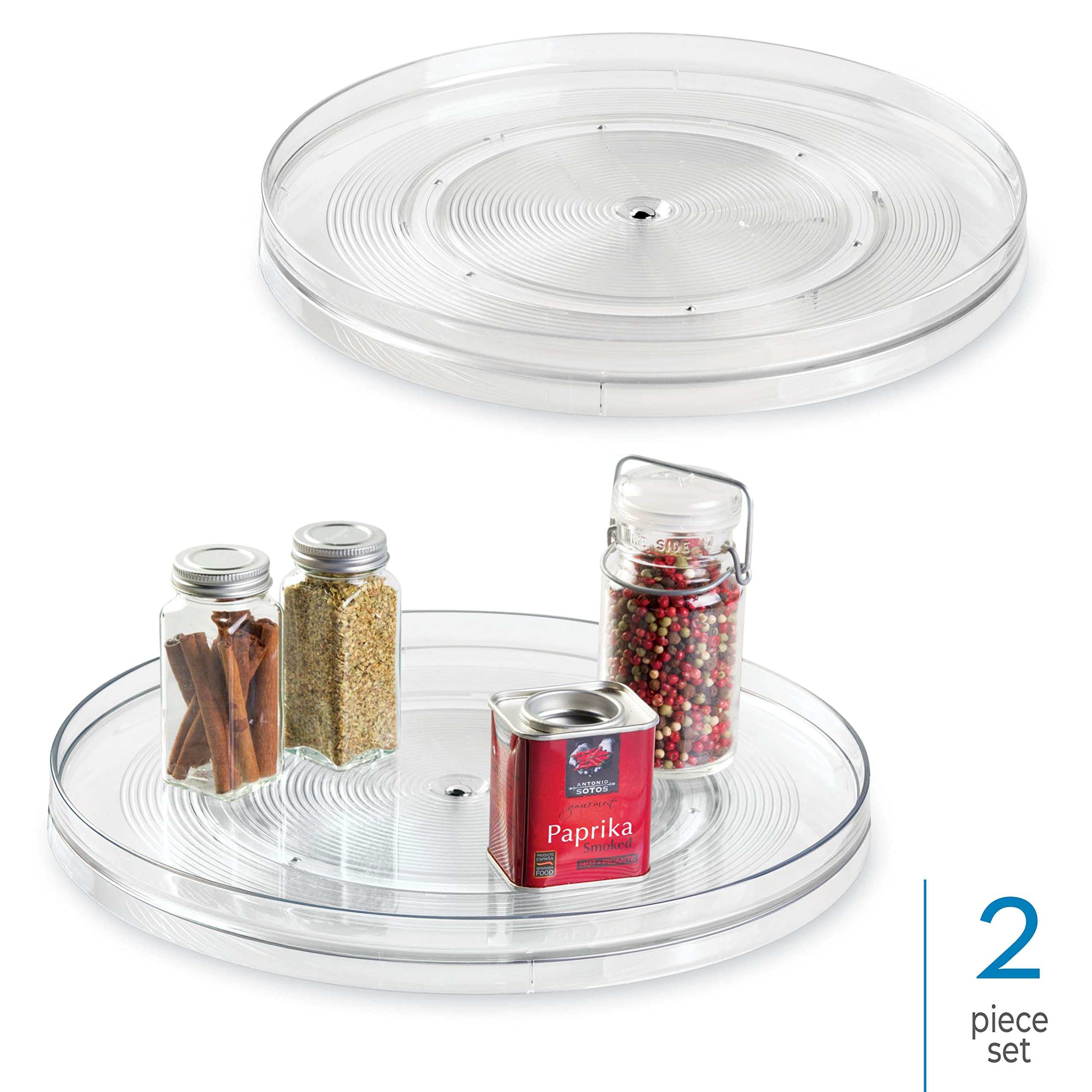 Idesign 54730M2 Linus Turntable Kitchen, Pantry Or Countertop Organization, 14'' Inch, Clear, 2 Count