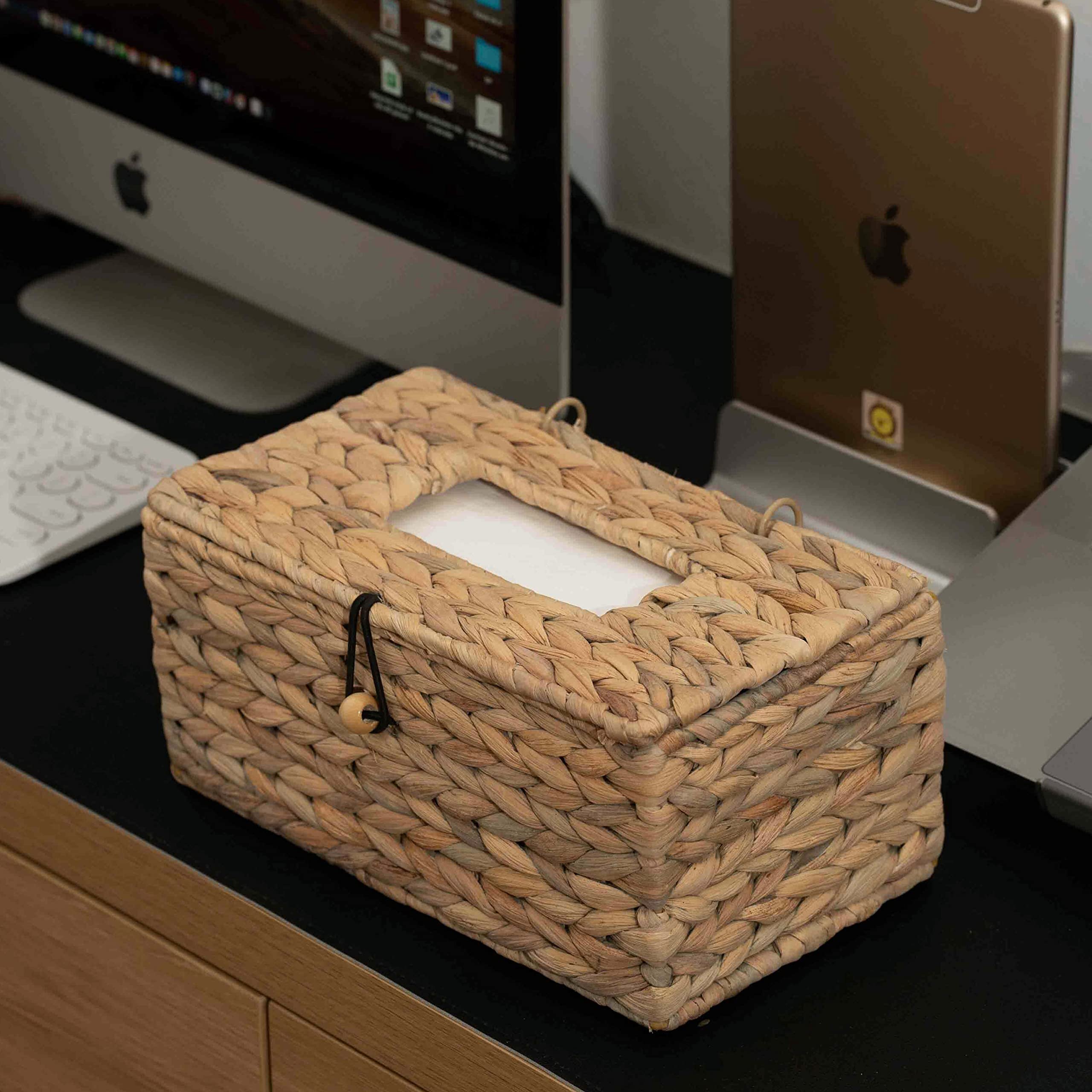 Kolwoven Tissue Box Holder, Tissue Box Cover Rectangular, Rattan Wicker Rectangle Tissues Box Cover, Boho Decorative Woven Facia