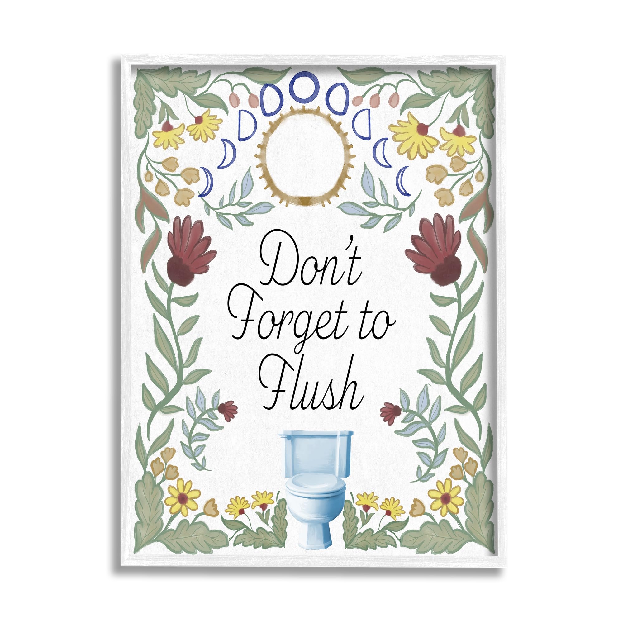 Stupell Industries Floral Bathroom Phrase White Framed Giclee Art Design By Elizabeth Medley