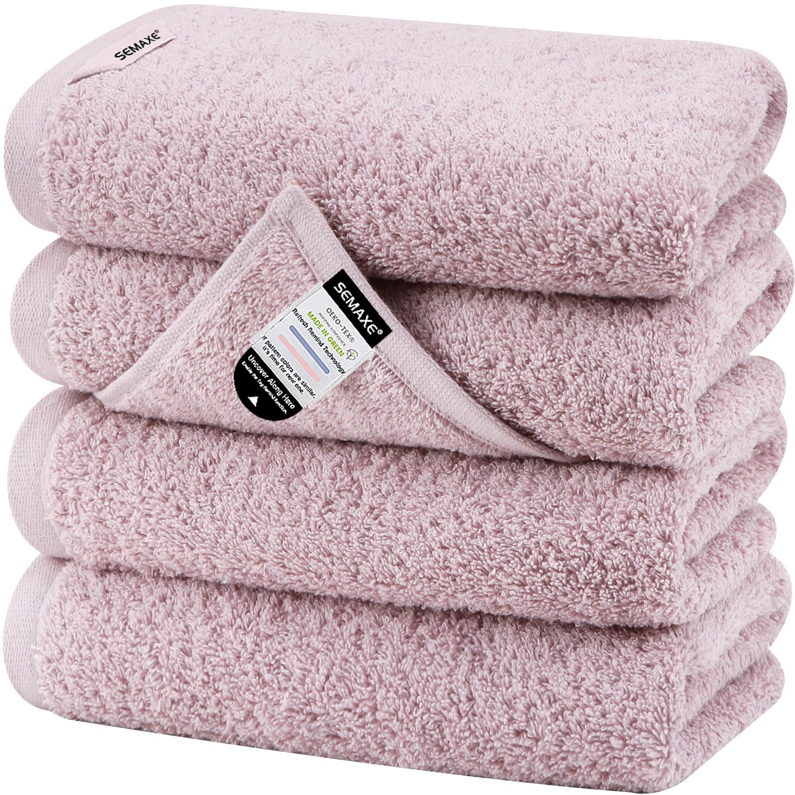 Semaxe Hand Towel For Bathroom Set Of 4,100% Cotton Purplish Red Towels With Hanging Loops, Hotel Spa Quality Absorbent Towels,