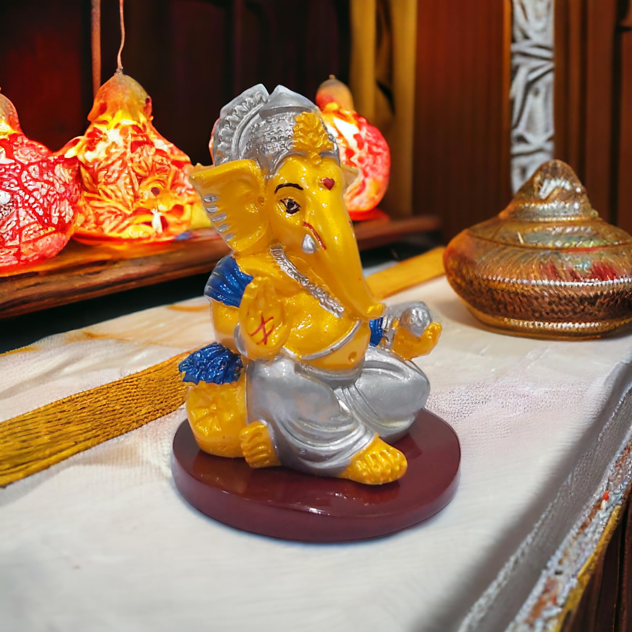 The Cube Mart Ganesh Idol For Car Dashboard Small Ganesha Murti Ganpati Idol For Home Decor Puja Lord Ganesh Statue Gift For Off