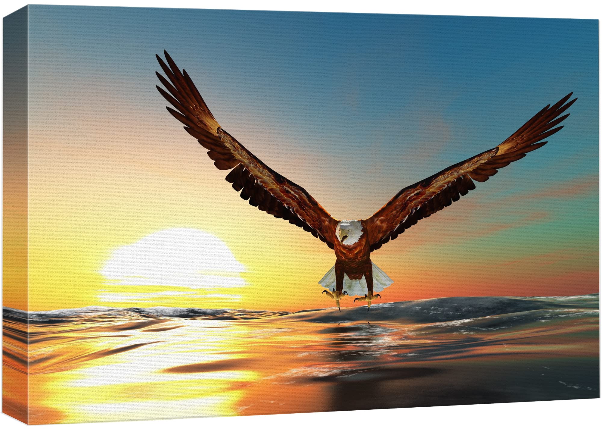 Wall26 - Canvas Prints Wall Art - Bald Eagle Flying Above The Sea | Modern Wall Decor/Home Decoration Stretched Gallery Canvas W