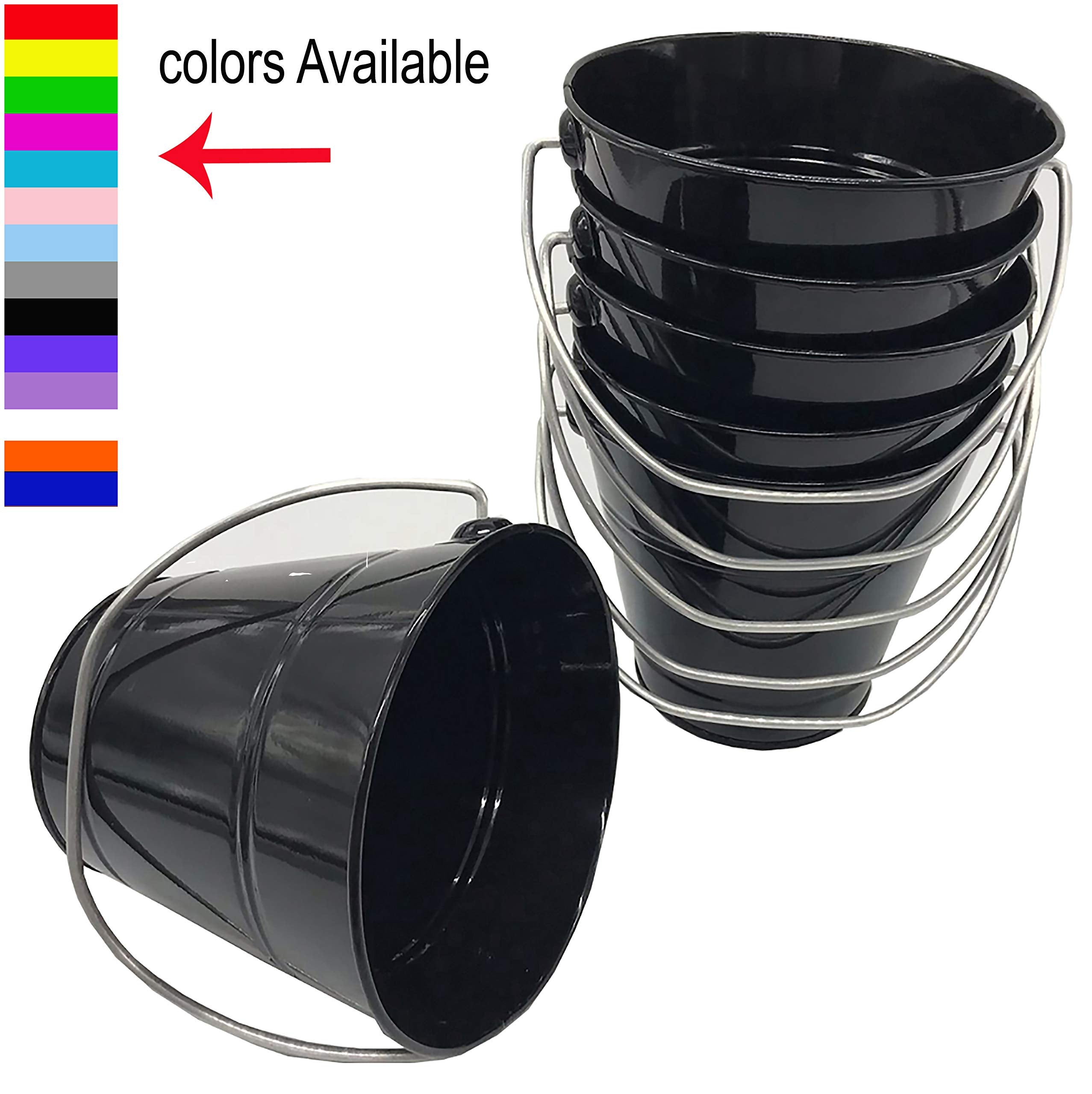 Italia 6 Pack Size 4.3 X 4.3 H, Quality Metal Bucket, 0.5 Quart Color Black 6-Pack