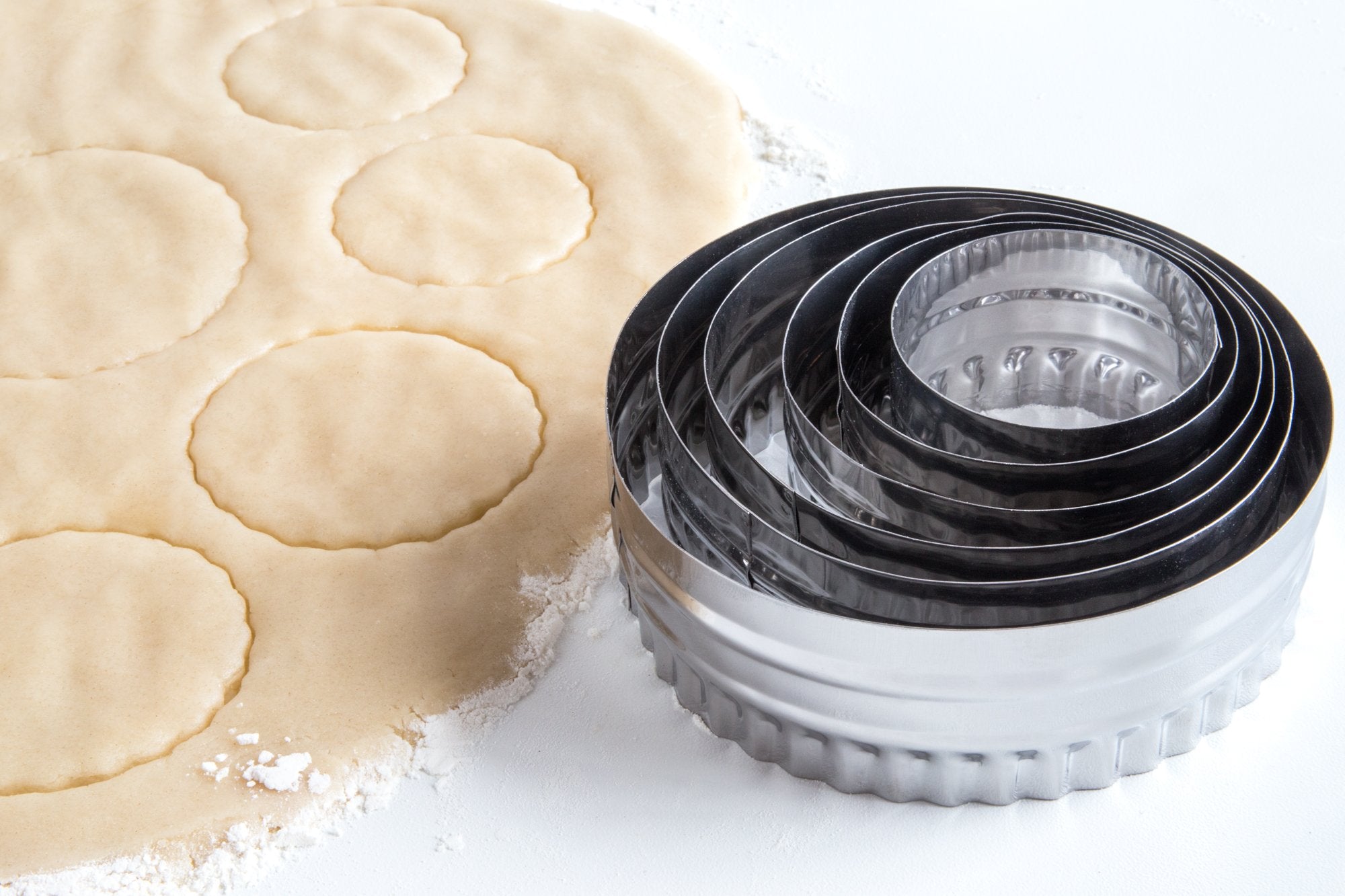 Fox Run Plain And Crinkled Circle Cookie Cutters, 1.5 X 4.5 X 4.5 Inches, Metallic