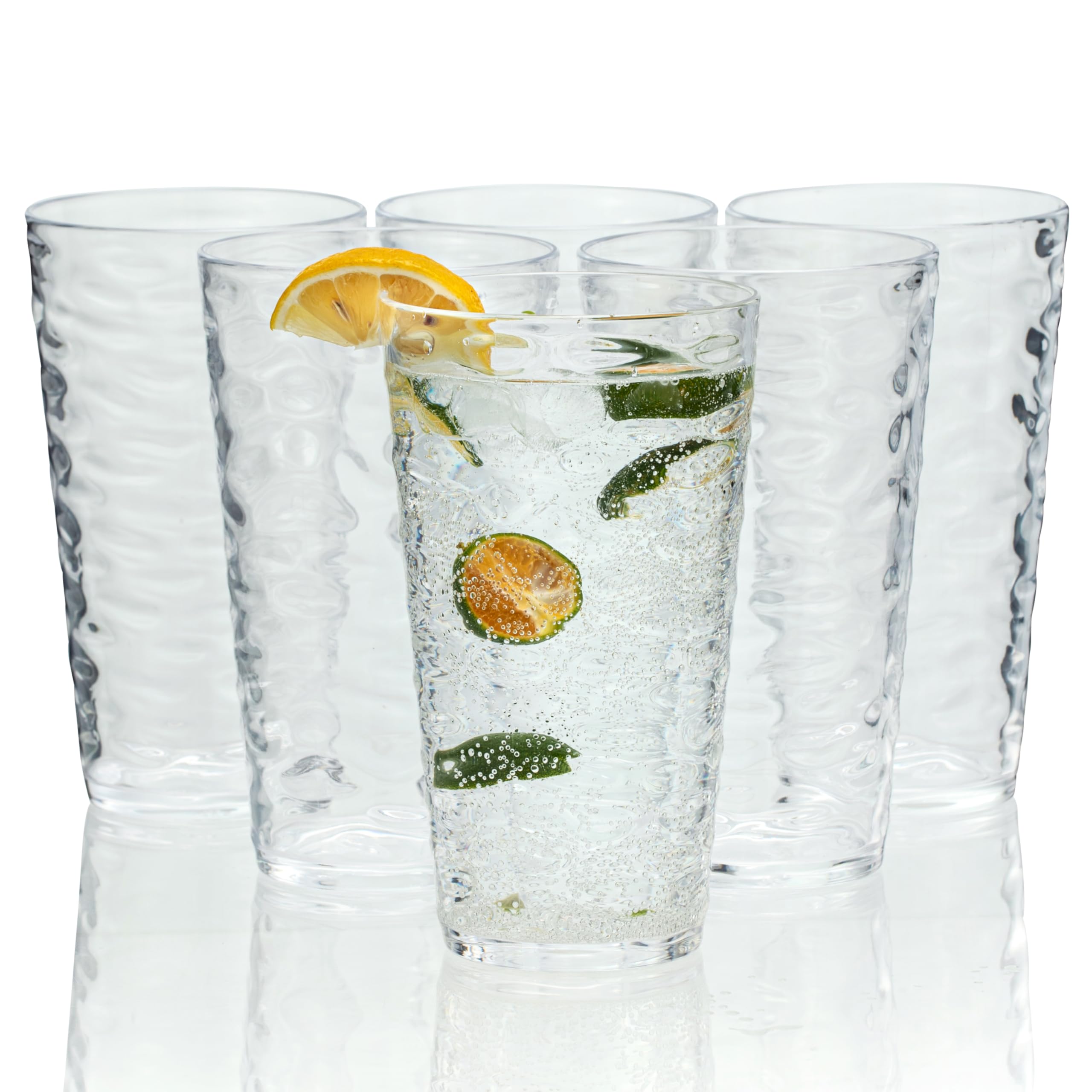 ZAINCA 20ounce Plastic Tumblers, Acrylic Drinking Glasses HighBalls, set of 6 Clear Reusable Plastic Cups, Stackable, BPAFree