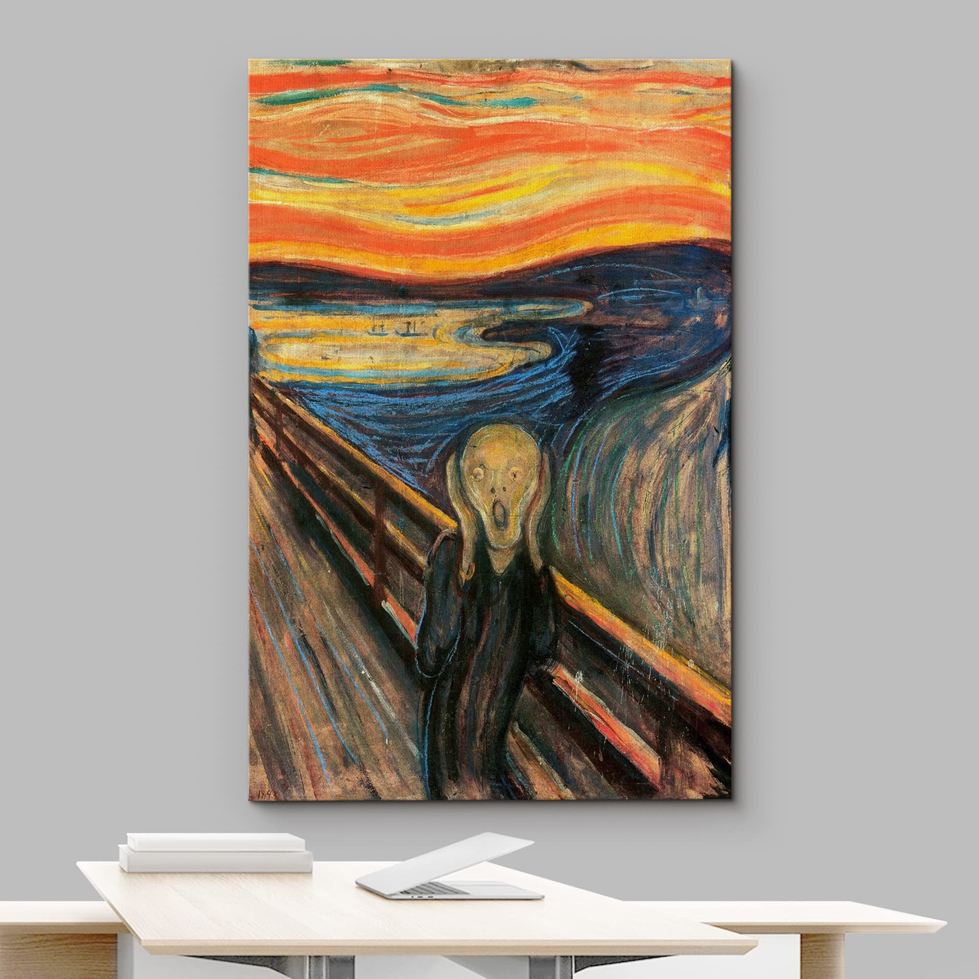 wall26 Canvas Print - The Scream by Edvard Munch, 24"x36", Colorful Fine Art for Living Room, Bedroom, Office
