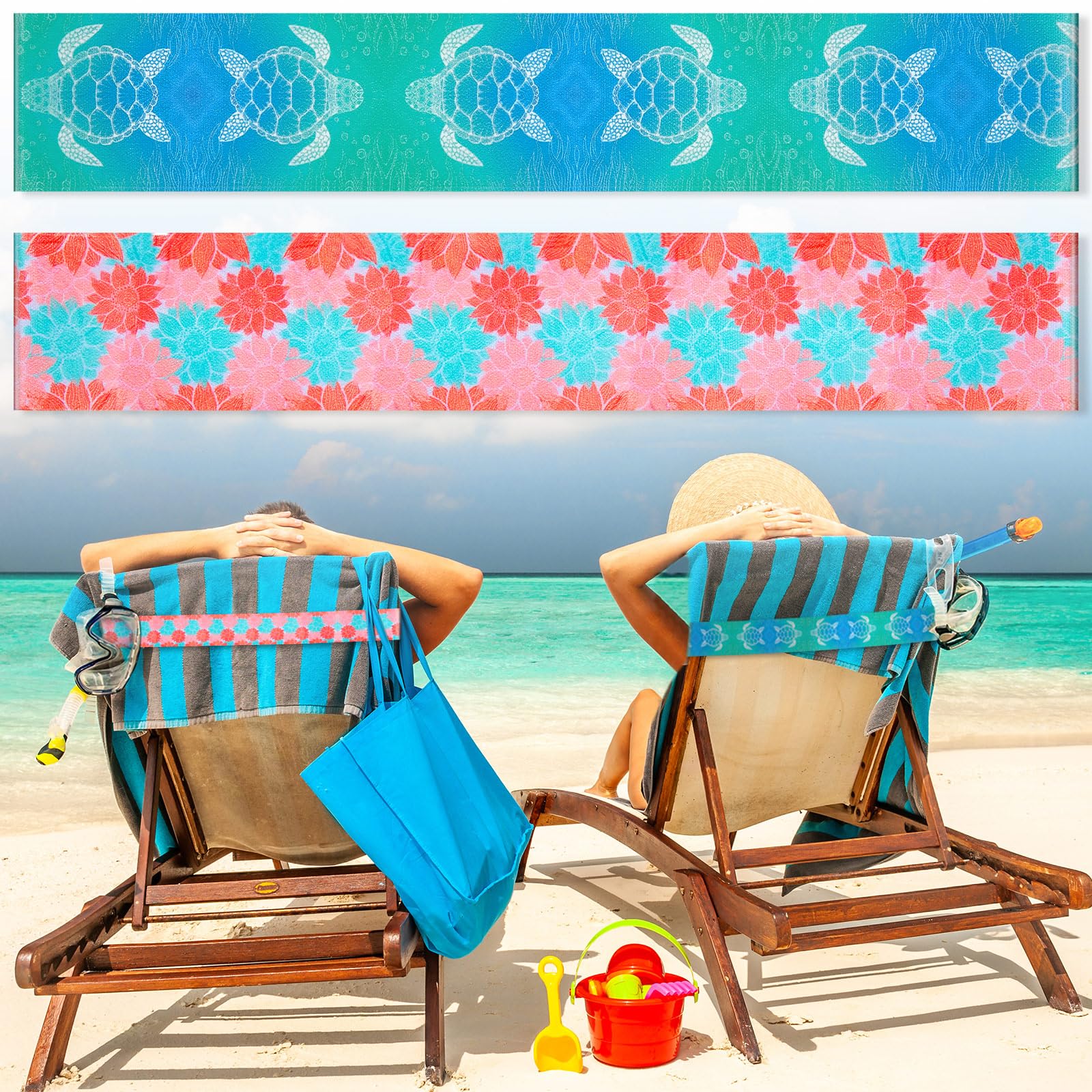 Boao 2 Pack Towel Bands For Beach Chairs Cruise Towel Clips For Lounge Beach Pool Chairs Towel Strap Holder Elastic Windproof Be