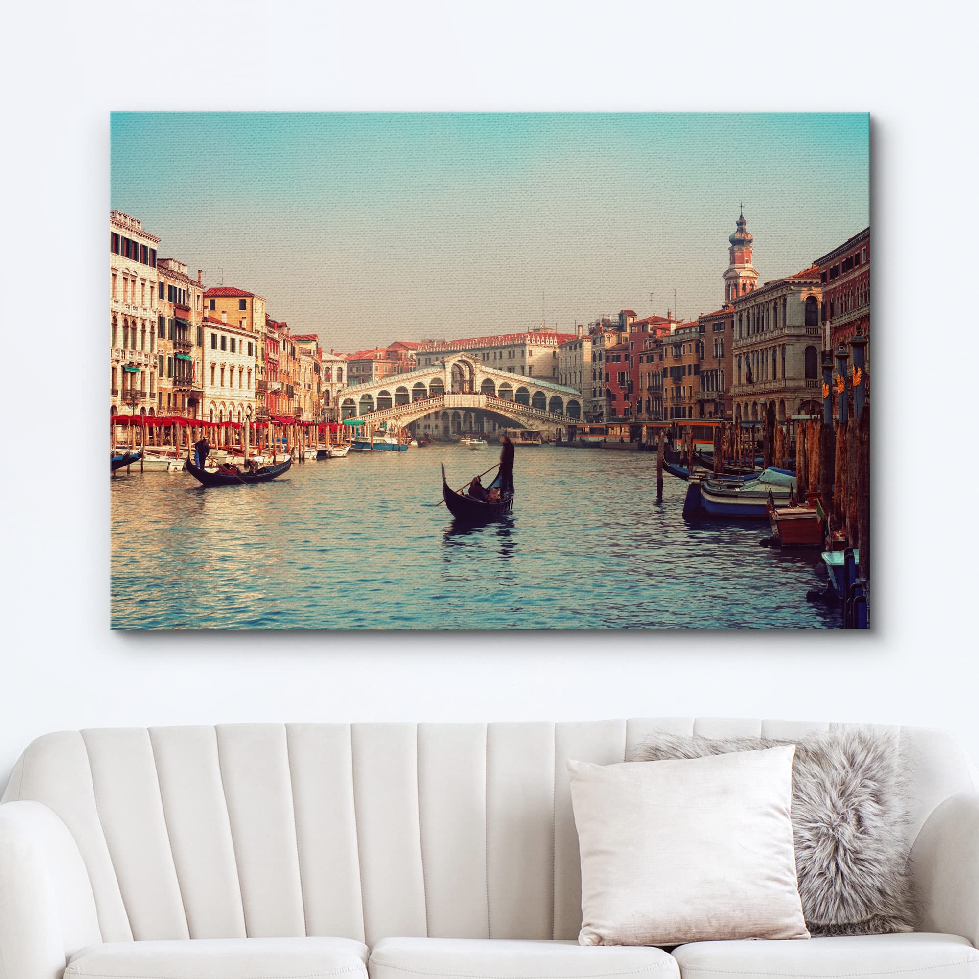 Wall26 - Canvas Prints Wall Art - Rialto Bridge And Gondolas In Venice. | Modern Wall Decor/Home Decoration Stretched Gallery Ca