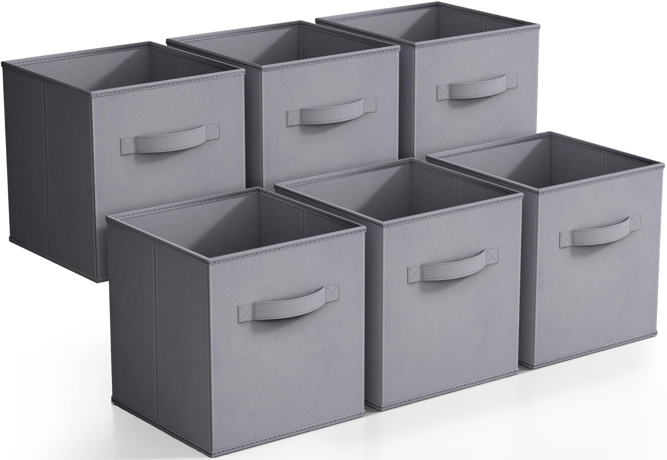 Sorbus Storage Cubes - 11 Inch Foldable Fabric Baskets For Organizing Pantry, Closet, Shelf, Cubby - 6 Grey Collapsible Cloth St
