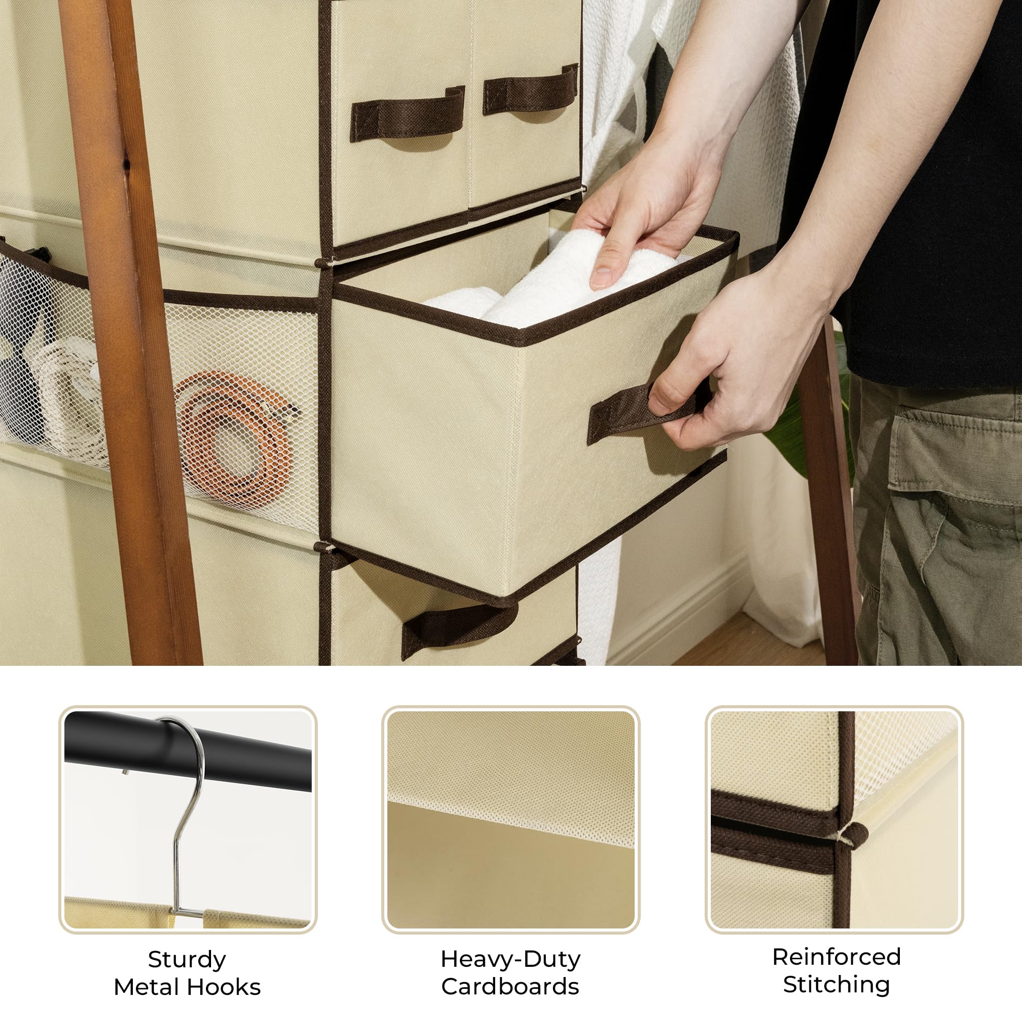 Granny Says Hanging Closet Organizers And Storage 6 Shelves, Closet Hanging Organizer With 5 Drawers, 6 Side Pockets Hanging Sto