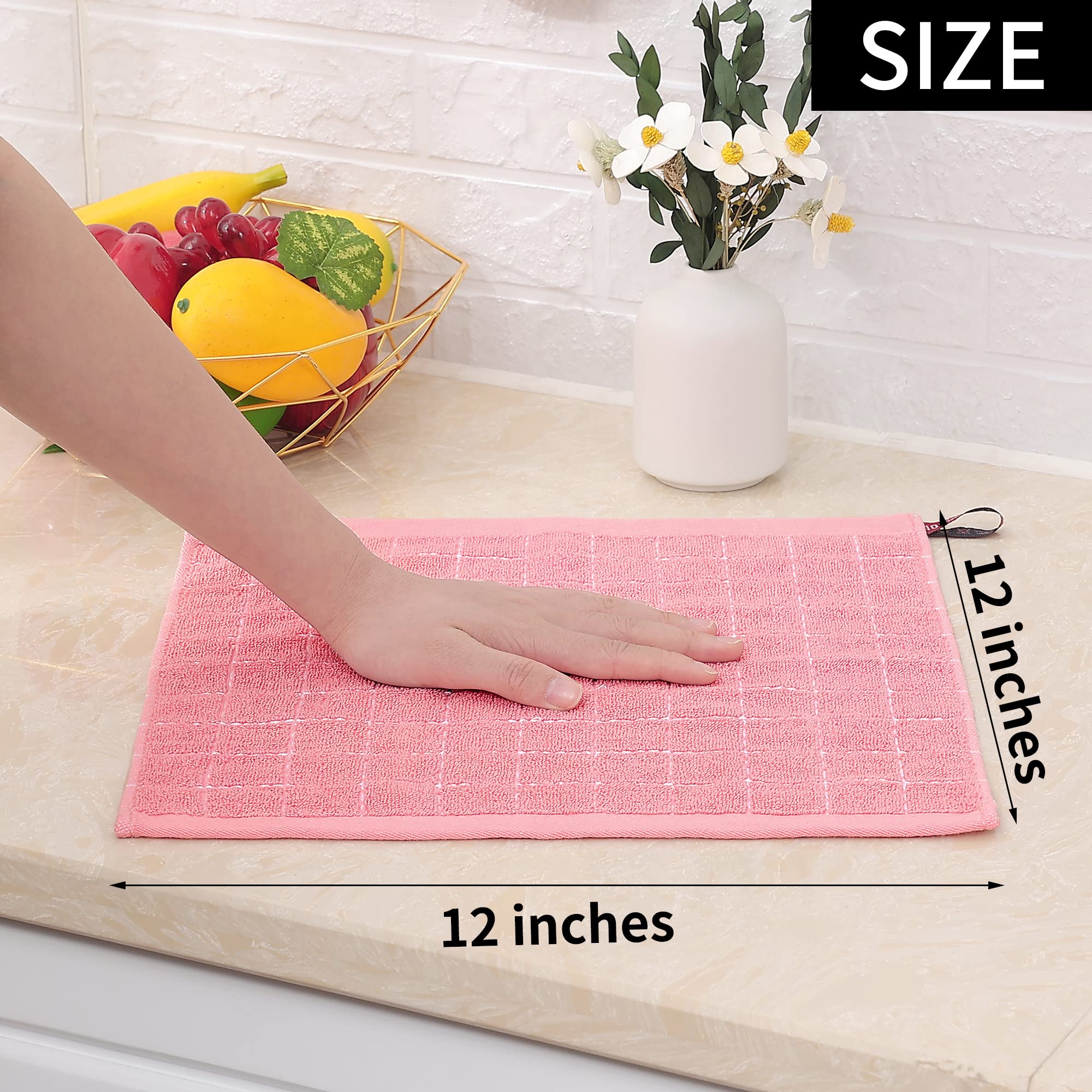 Homaxy 100% Cotton Terry Kitchen Dish Cloths, Ultra Soft And Absorbent Dish Towels For Kitchen, Suitable For Drying And Washing
