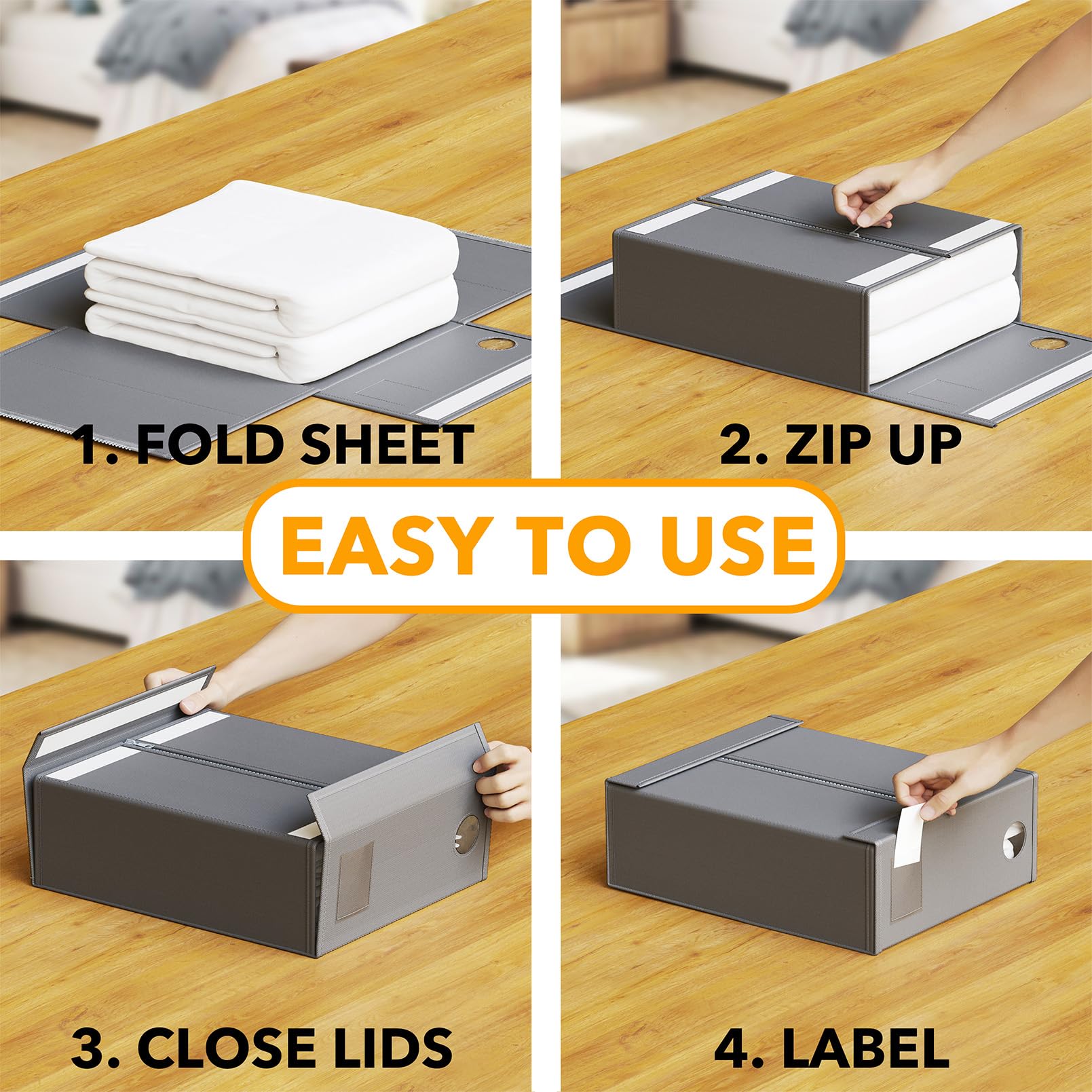 SpaceAid 3 Pack Bed Sheet Organizers and Storage, Foldable Sheet Organizer for Linen Closet, Sheets Set Folder Keeper with Windo