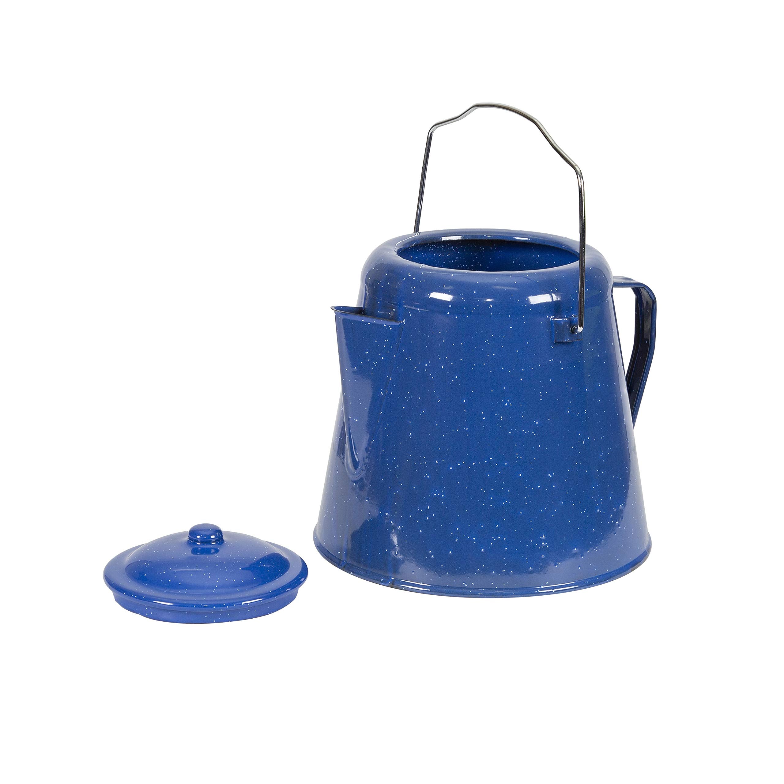 Stansport Enamel Coffee Pot 20 Cup (10348), Blue, 9.25'' L X 9.25'' W X 9.5'' H