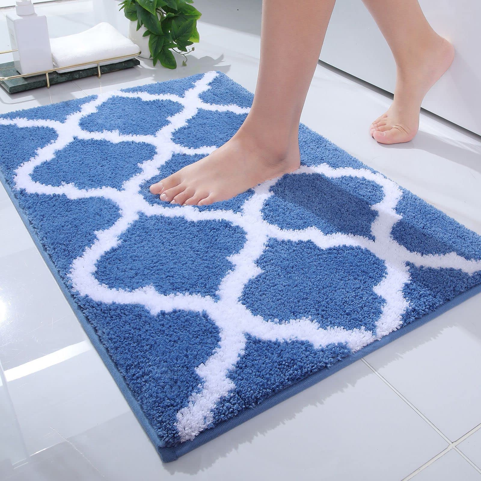 Olanly Bathroom Rugs 24X16, Soft And Absorbent Microfiber Bath Rugs, Non-Slip Shaggy Shower Carpet, Machine Wash Dry, Bath Mats