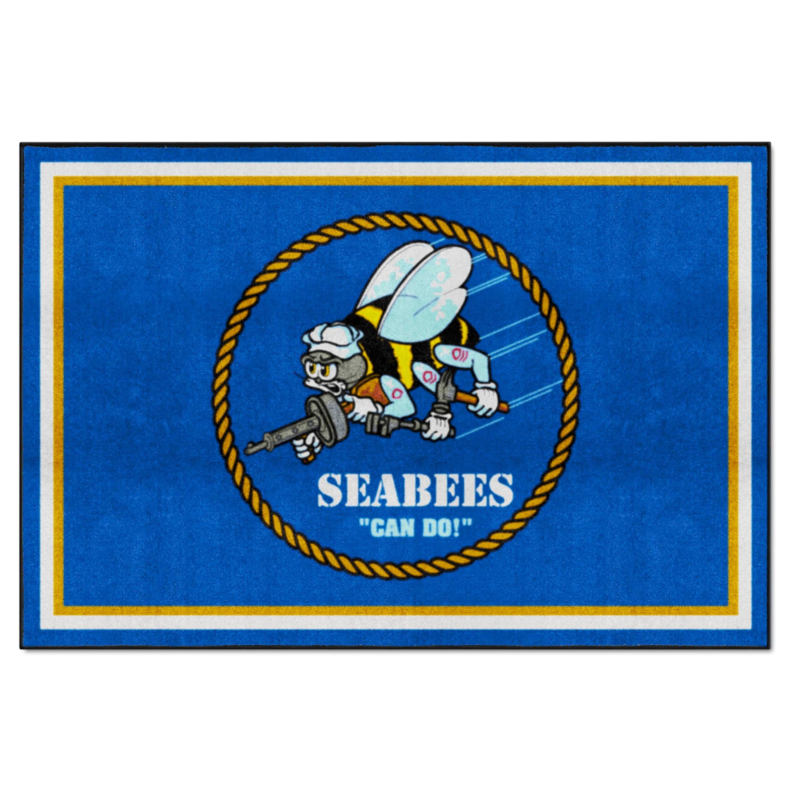 FANMATS 22954 U.S. Navy - SEABEES 5ft. x 8 ft. Plush Area Rug