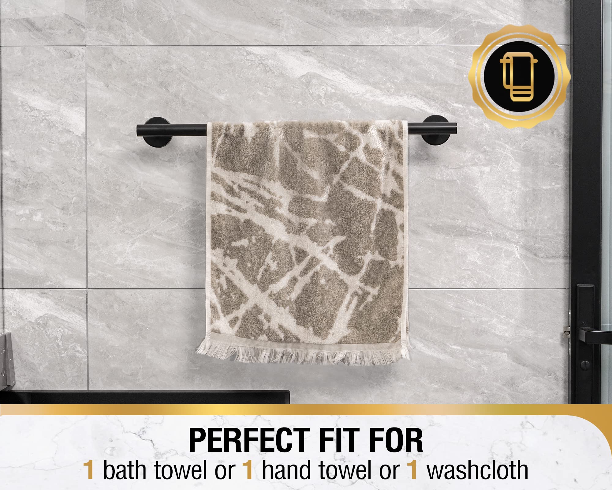 Hitslam Matte Black 19.8 Inch Towel Bar For Bathroom, Sus304 Stainless Steel Bathroom Towel Rack Wall Mounted, Modern Home Decor