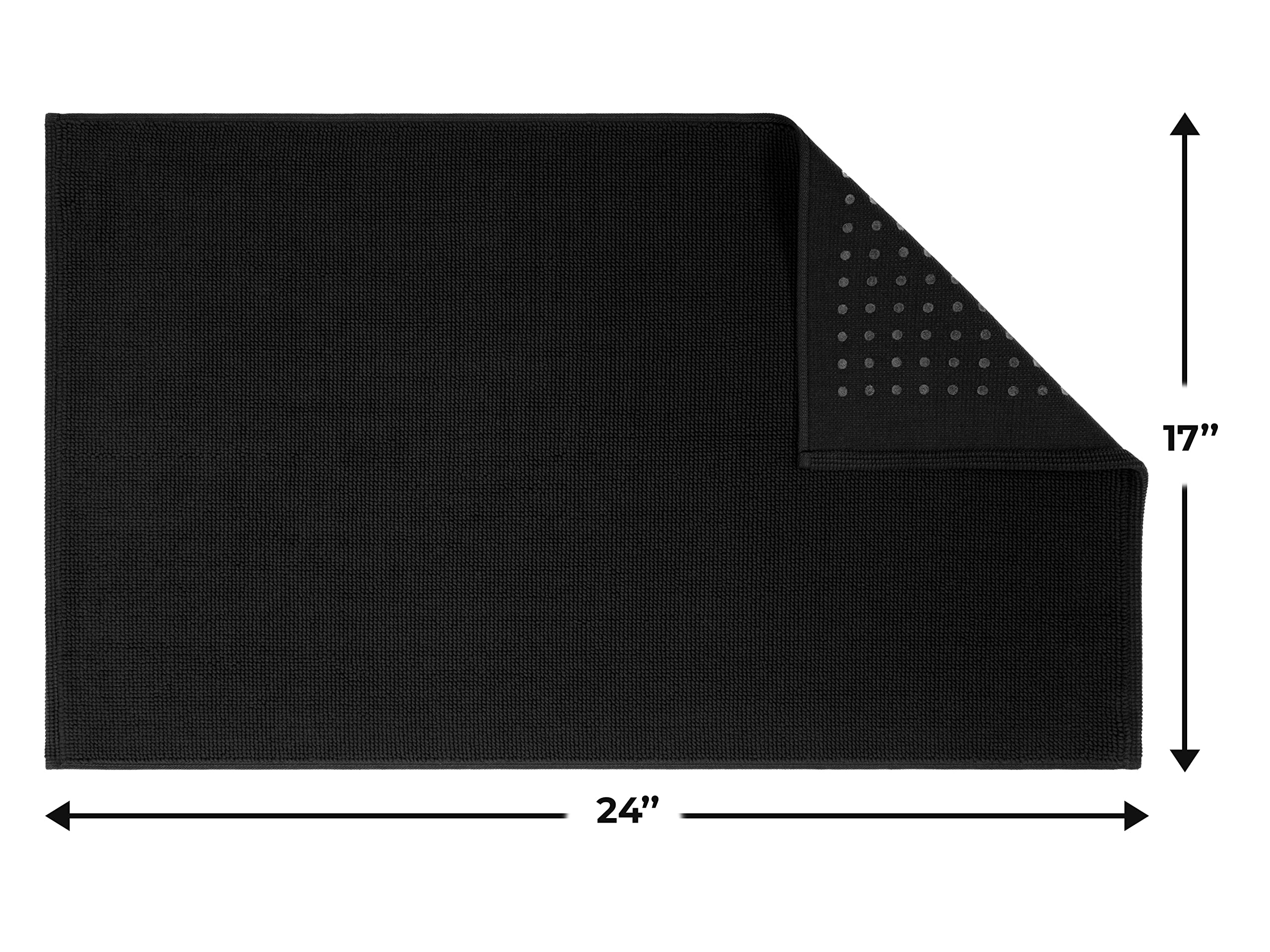 Cotton Paradise Bath Rug for Bathroom  17x24 inch 100% Cotton Non Slip Bath Mat Rug  Soft Absorbent Machine Washable  Black Bath Rug