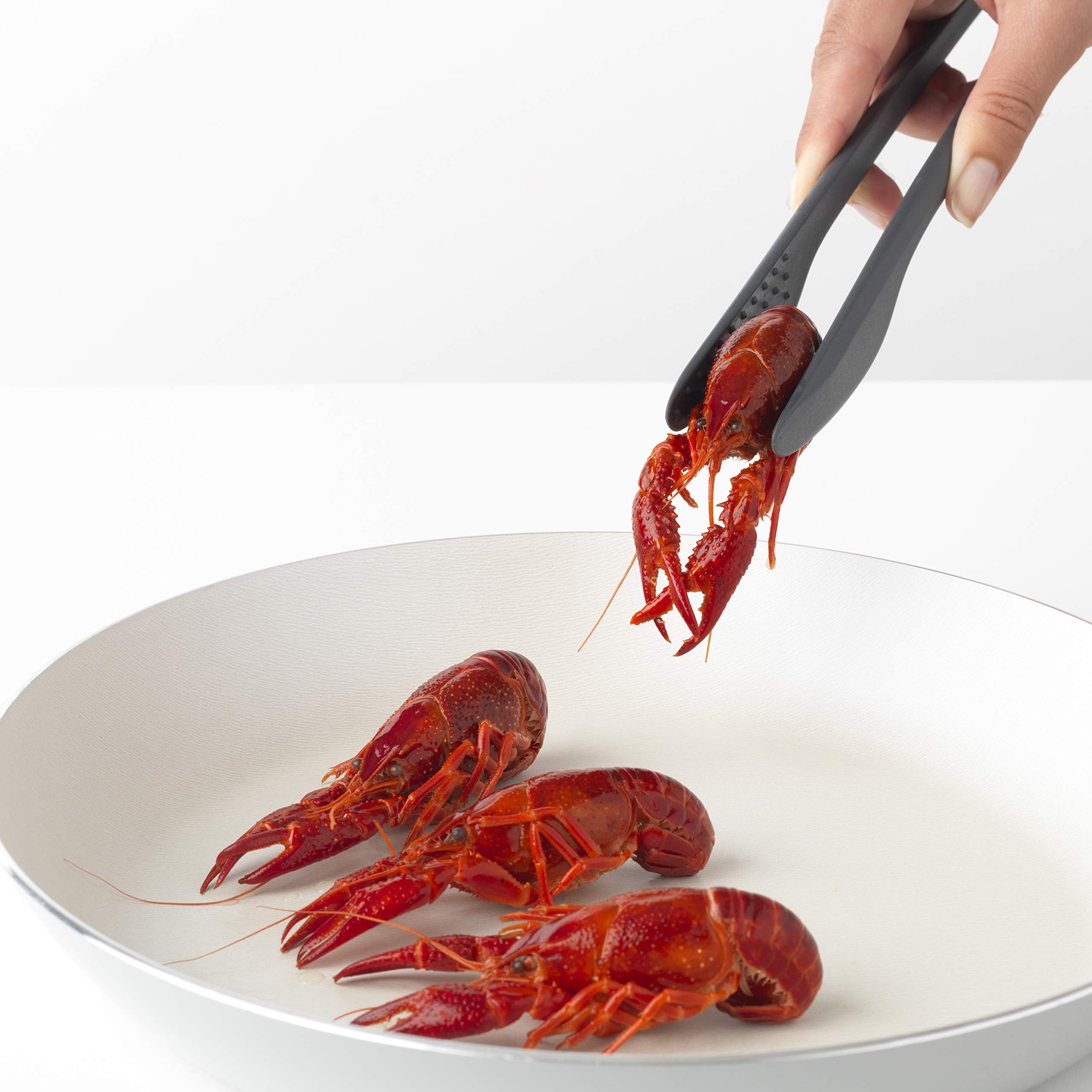 Brabantia Tasty+ Precision Tongs (Granite Gray) Non-Stick, Heat-Resistant, Dishwasher-Safe Nylon Serving, Grilling Cooking Tongs