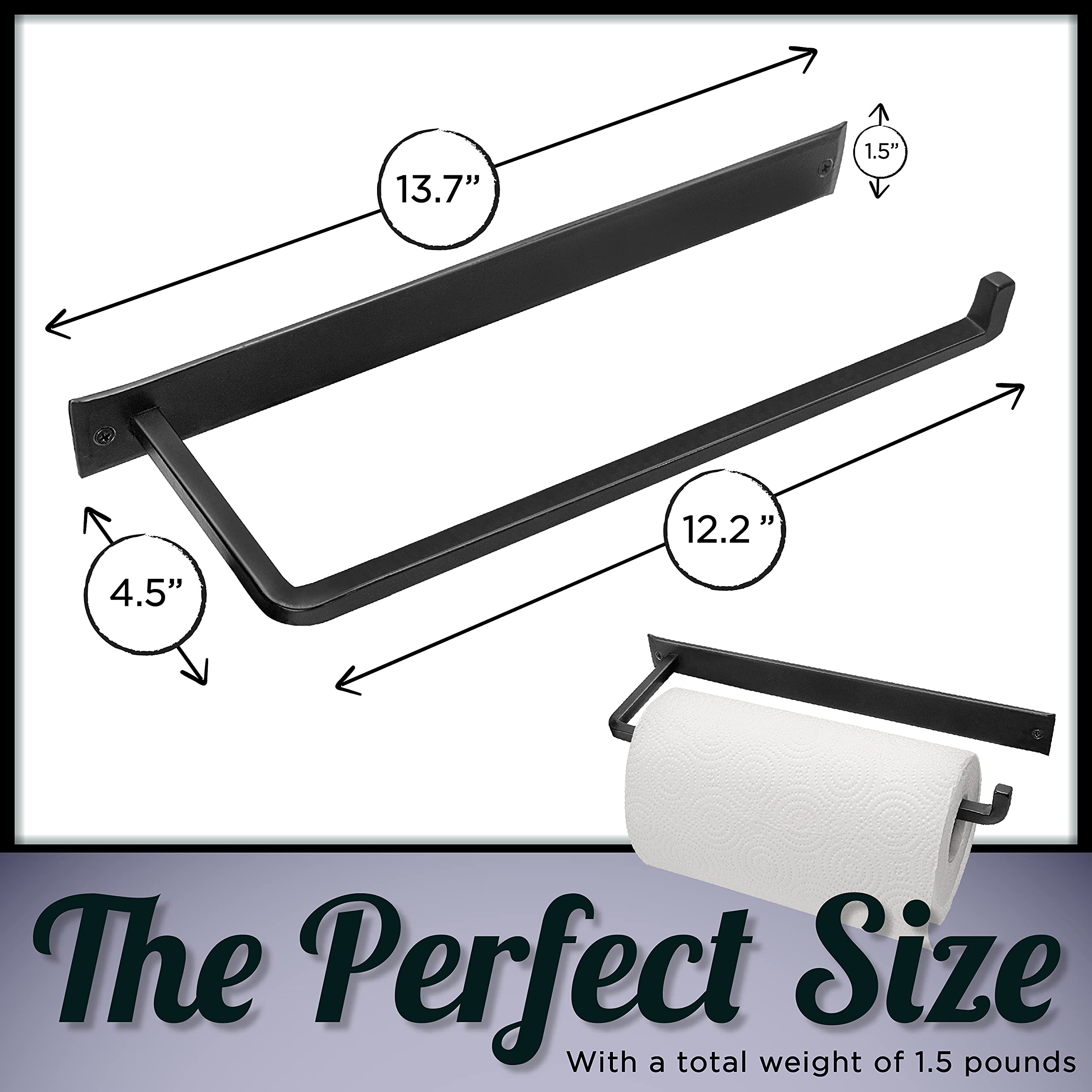 Stur-De Wrought Iron Paper Towel Holder - Wall Mount Paper Towel Holder For Kitchen, Rustic Paper Towel Holder Wall Mount Decor