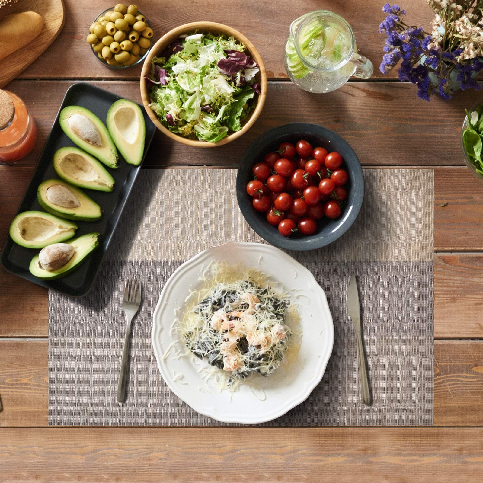 Aofmee Placemats, Placemats Set Of 6, Heat Resistant Place Mats, Washable Pvc Table Mats, Woven Vinyl Plastic Placemats For Dini