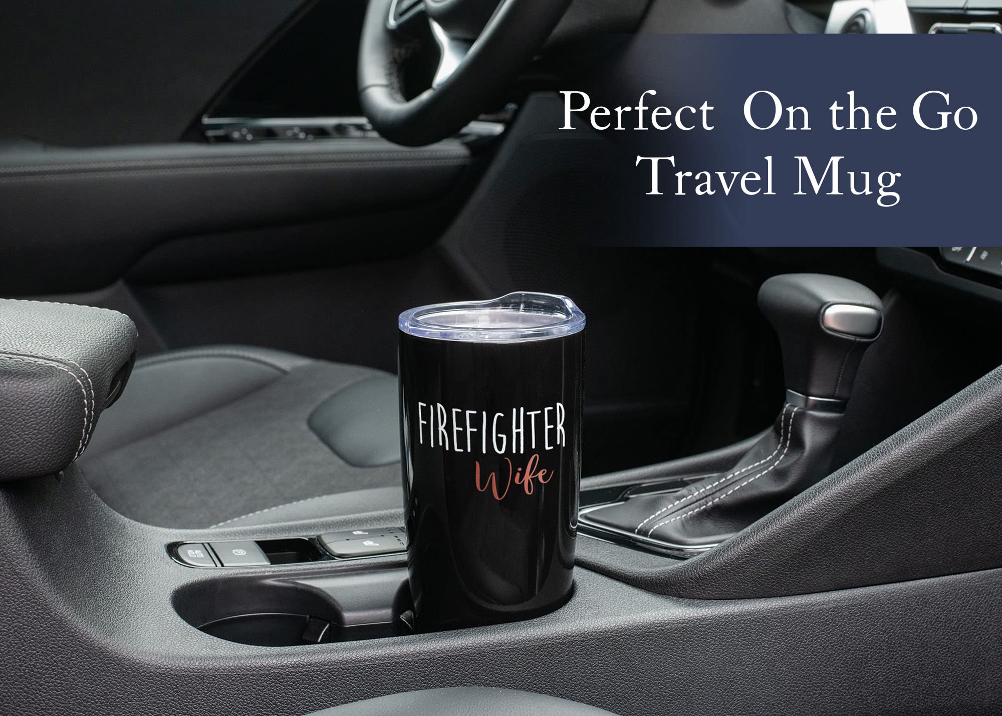 Dicksons Sstumb-71 Red 20 Ounce Stainless Steel Travel Tumbler Mug With Lid Mug With Lid, Firefighter Wife
