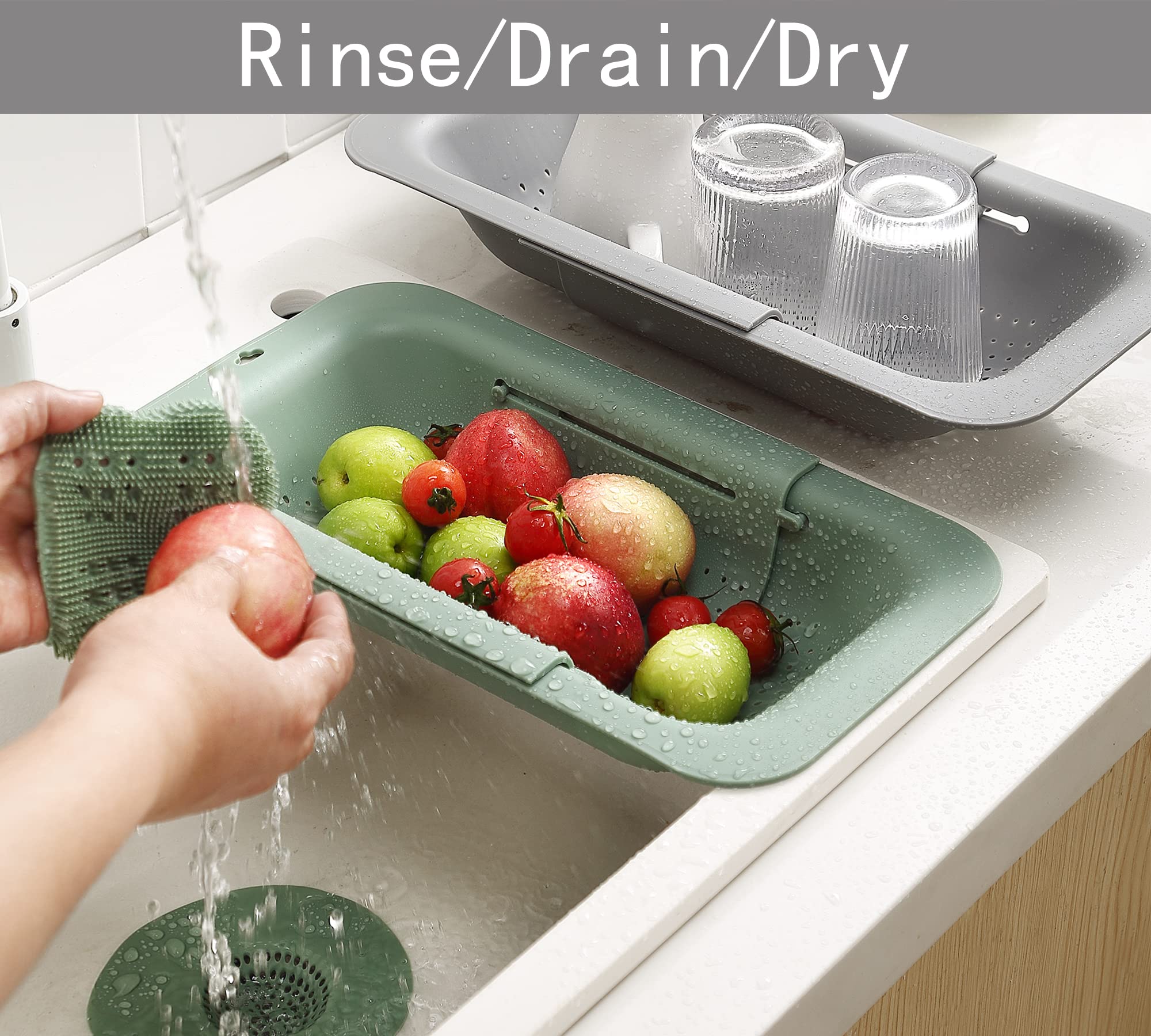 Adjustable Over The Sink Colander Strainer, Silicone Clip On Strainer For Pots Strainers And Colanders Plastic Drainer Basket Fo