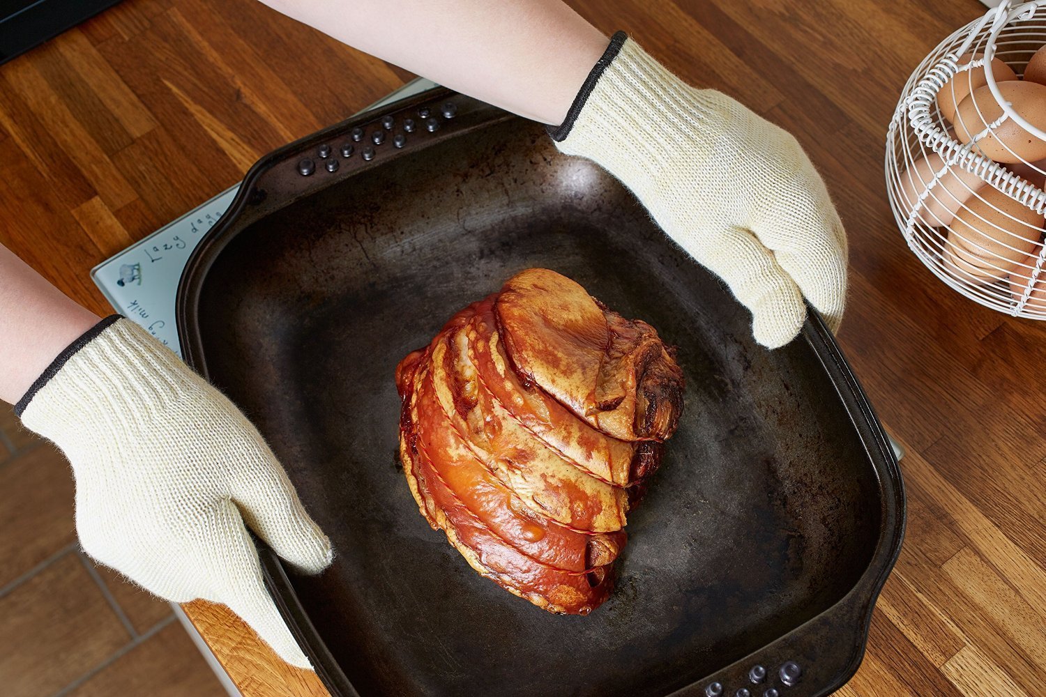 Brandobay Heat Resistant Oven Gloves - Grilling Cooking Gloves - Extreme Heat Resistant - Long And Thick Protection Gloves For G