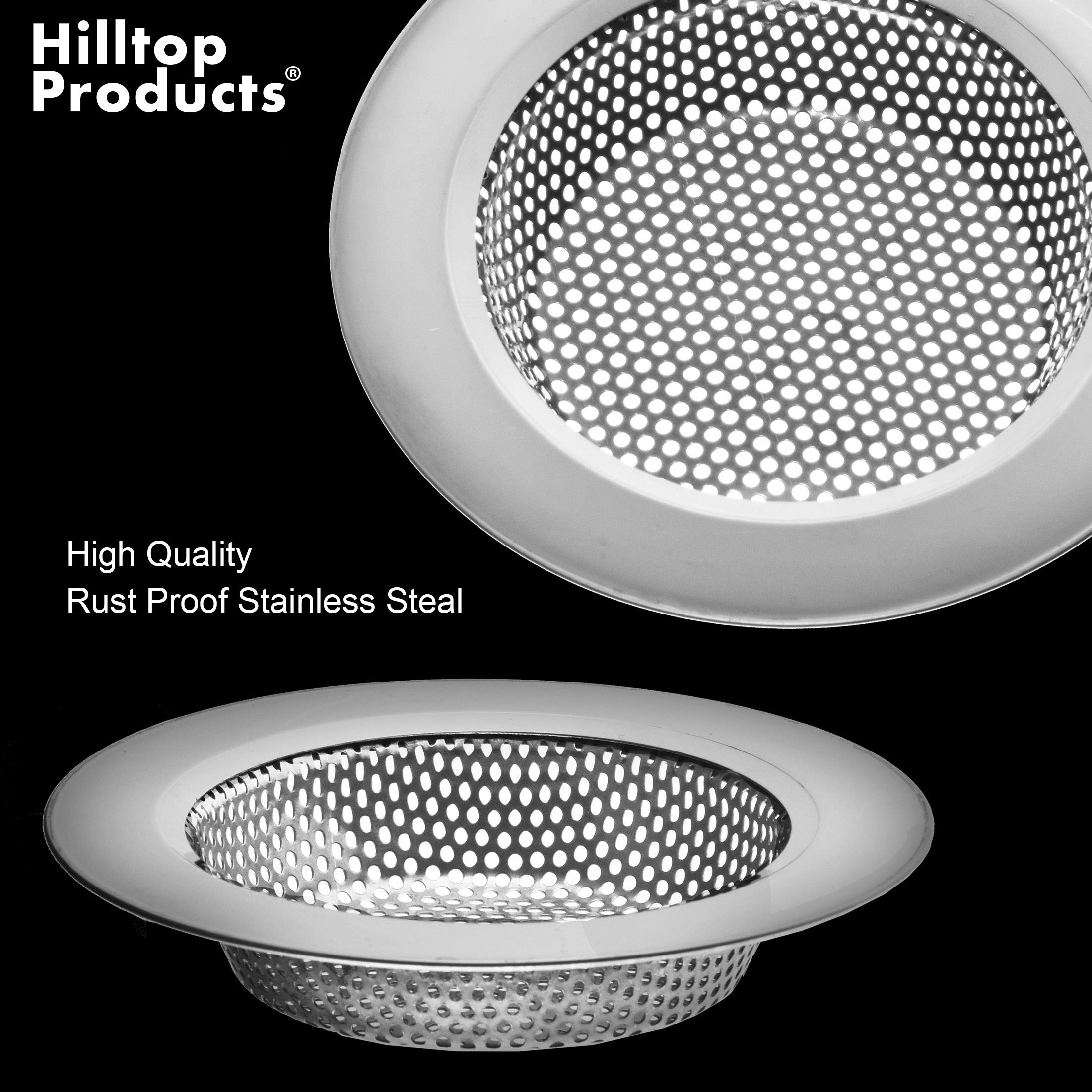 2 Pack - 4.5'' Top / 3'' Basket - Kitchen Sink Drain Strainer Large Basket Food Catcher. Stainless Steel