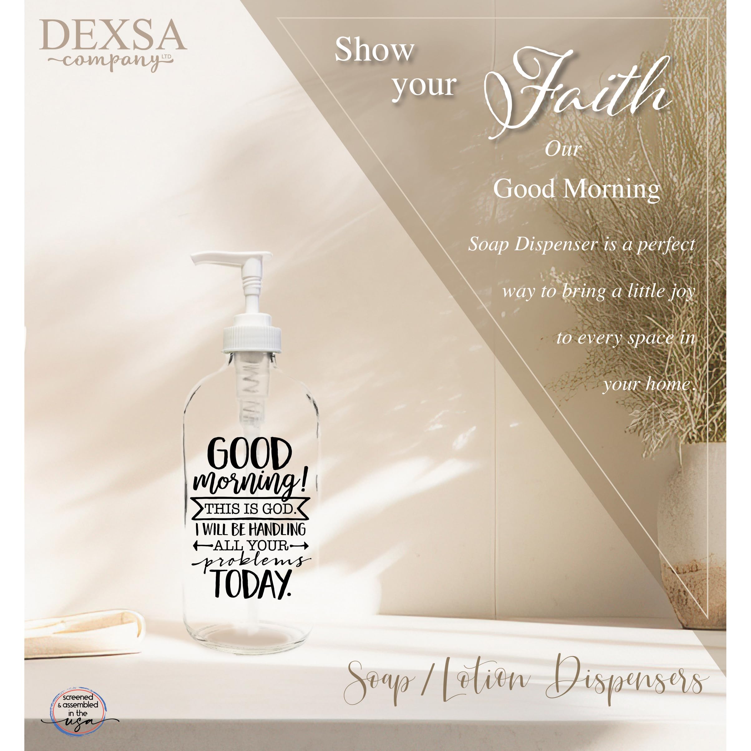 Dexsa Good Morning! This Is God 16 Oz Glass Soap Dispenser