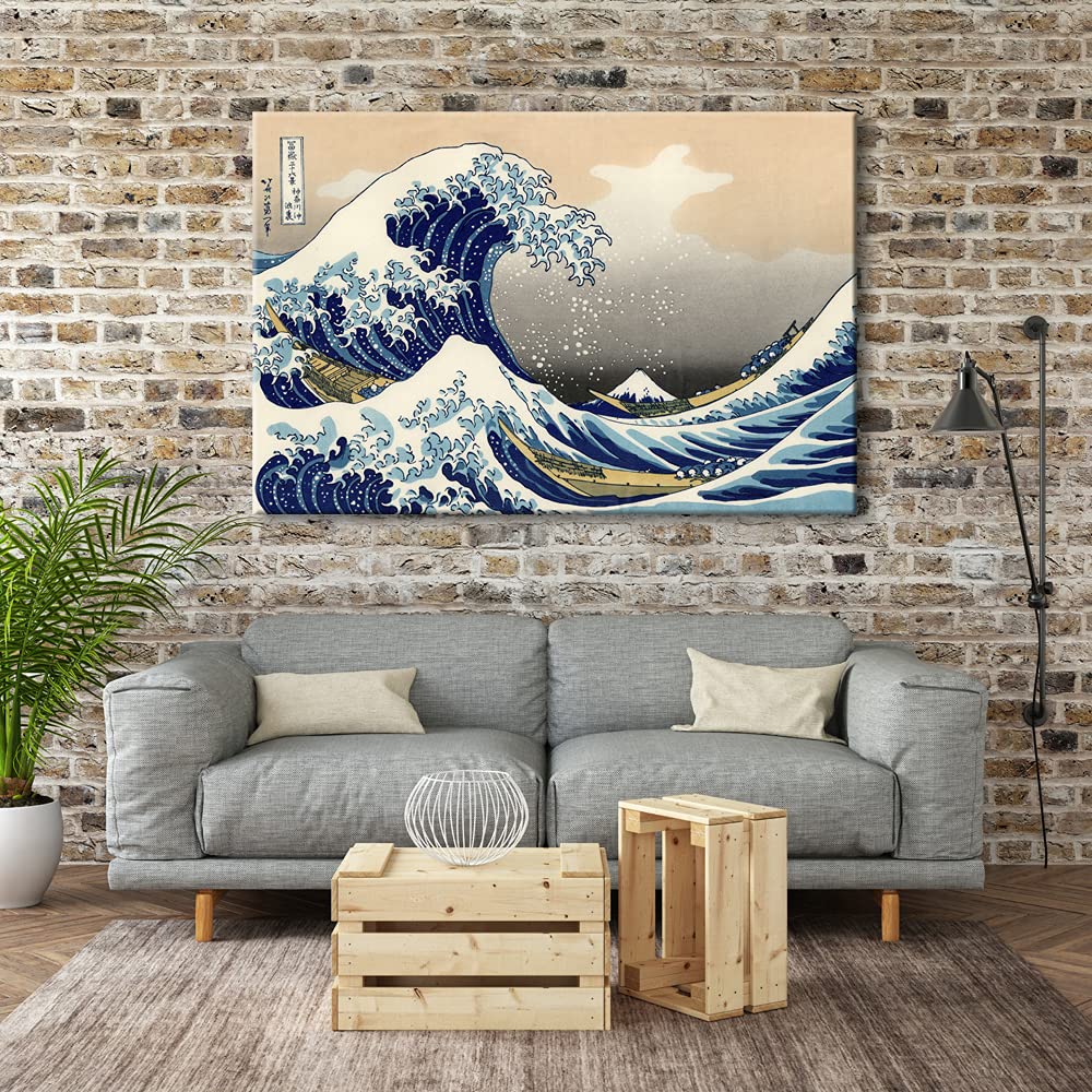 Wieco Art Great Wave Of Kanagawa Katsushika Hokusai Extra Large Modern Gallery Wrapped Giclee Canvas Prints Abstract Seascape Se