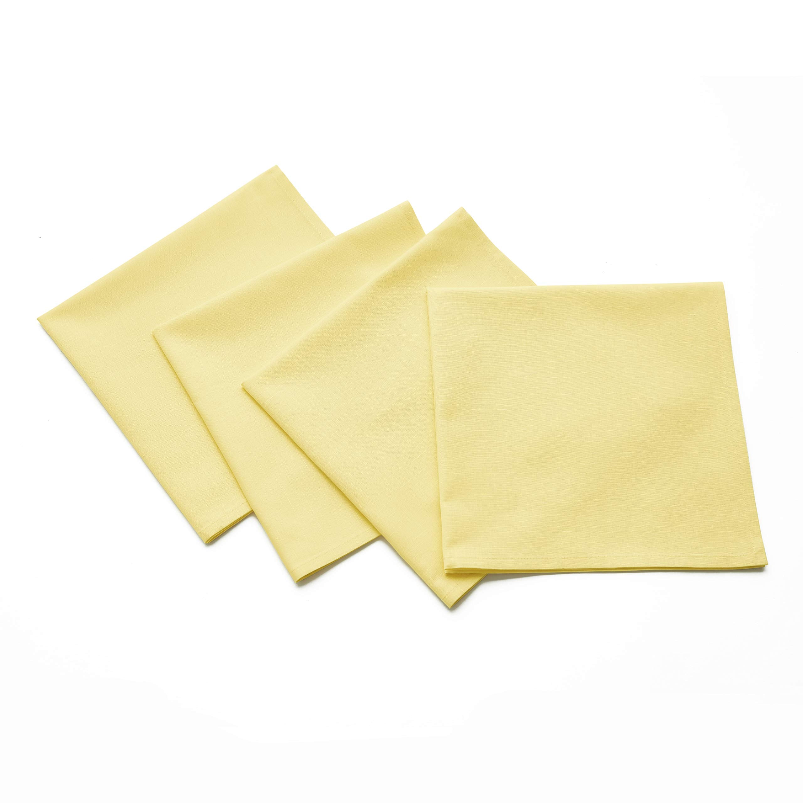 Solino Home Dinner Napkins 20 X 20 Inch - Dru Cotton Linen Yellow Cloth Napkins Set Of 4 For Spring, Easter - Handcrafted And Ma