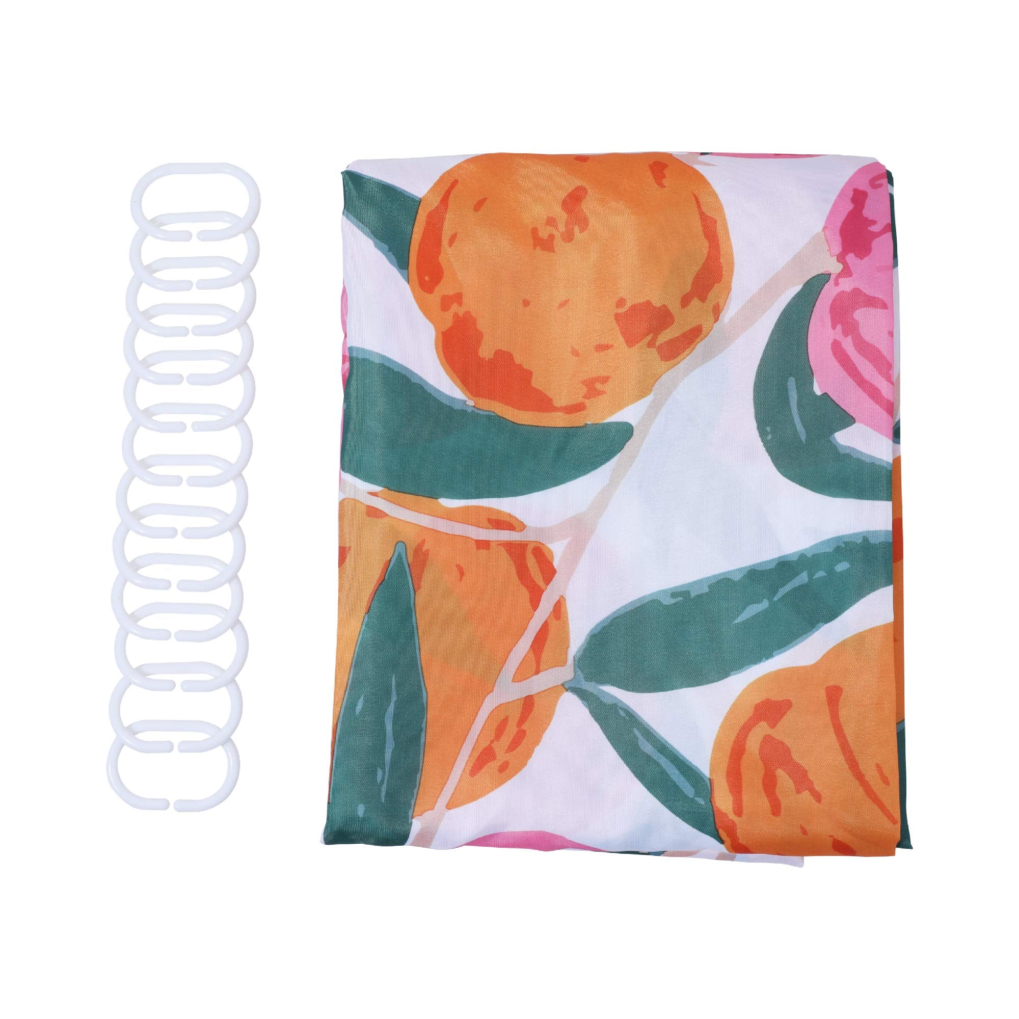 Decorative Peach Shower Curtain Waterproof Polyester Fabric, Home Bathroom Decor Hanging Curtain With Hooks 72 By 72 Inch, Hotel