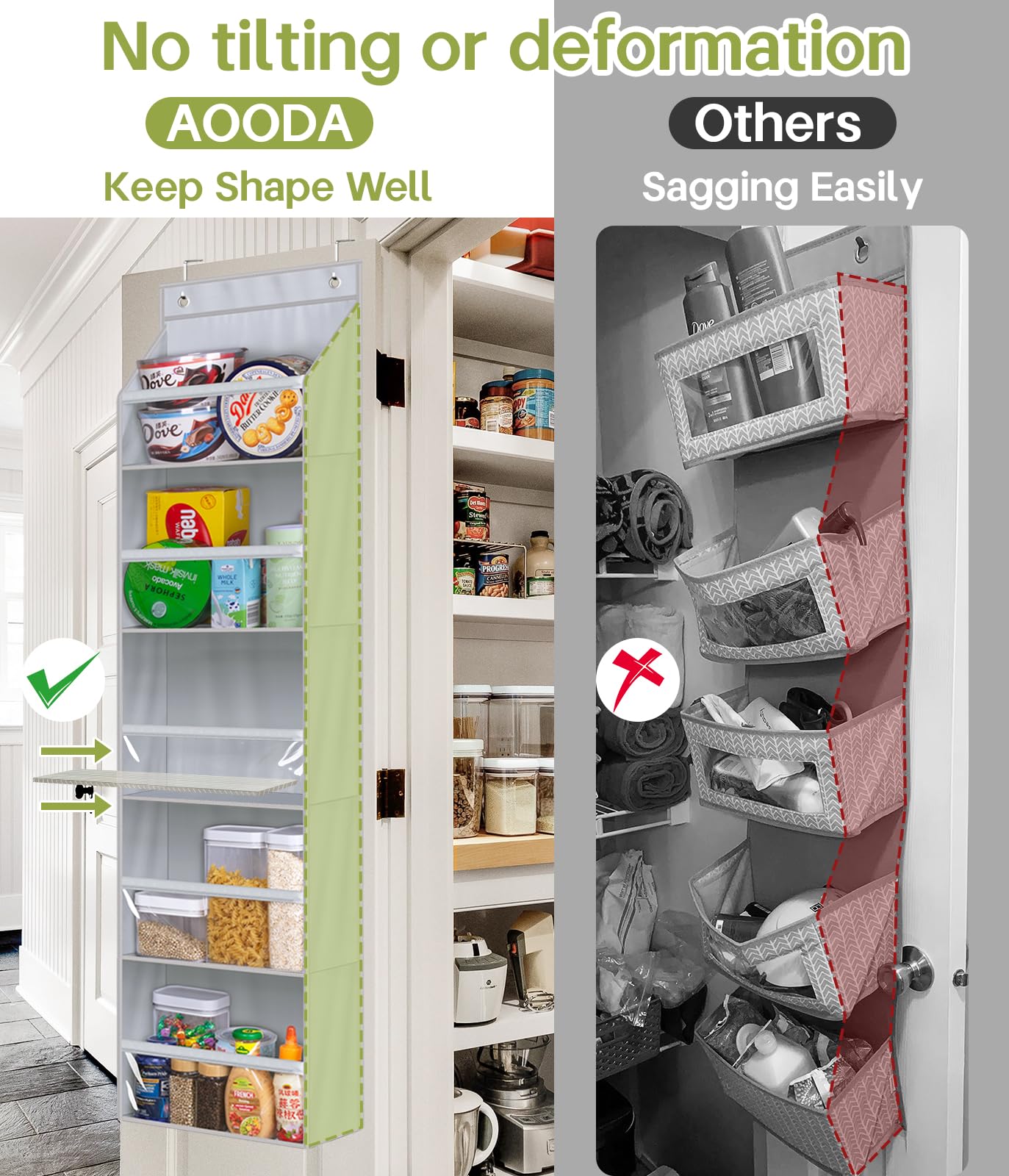 Aooda 2 Pack Over The Door Organizer, Large Capacity Closet Door Hanging Organizer, Clear Deep Pockets Baby Organizer Storage Fo