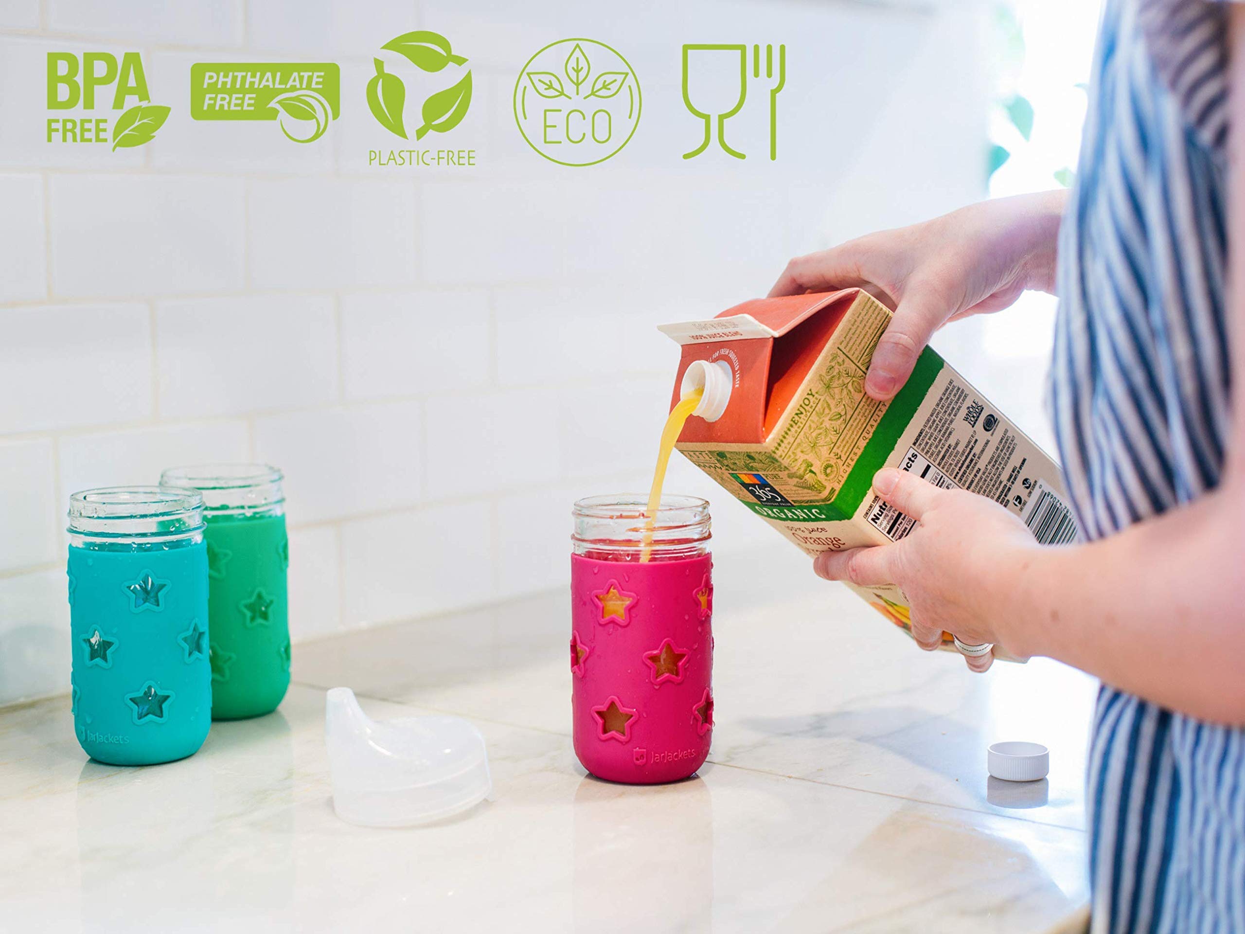 Jarjackets Silicone Mason Jar Protector Sleeve - Fits 12Oz Jelly Jars (4, Multicolor)