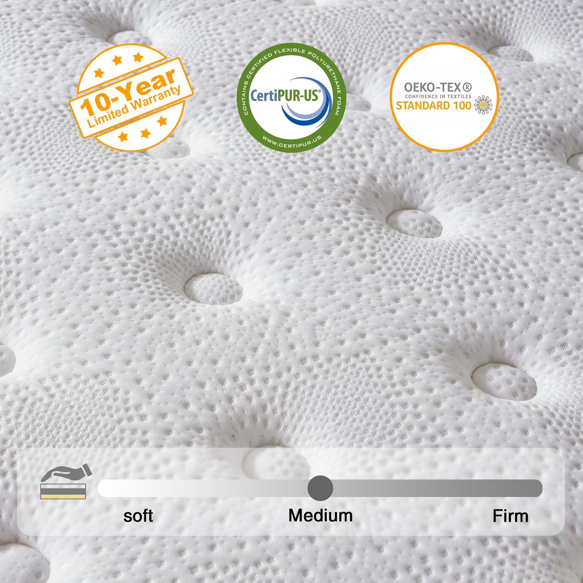 Madevos Twin Mattress, 10 Inch Hybrid Mattress In A Box, Memory Foam And Individual Pocket Springs, Fiberglass Free, Soft And Br