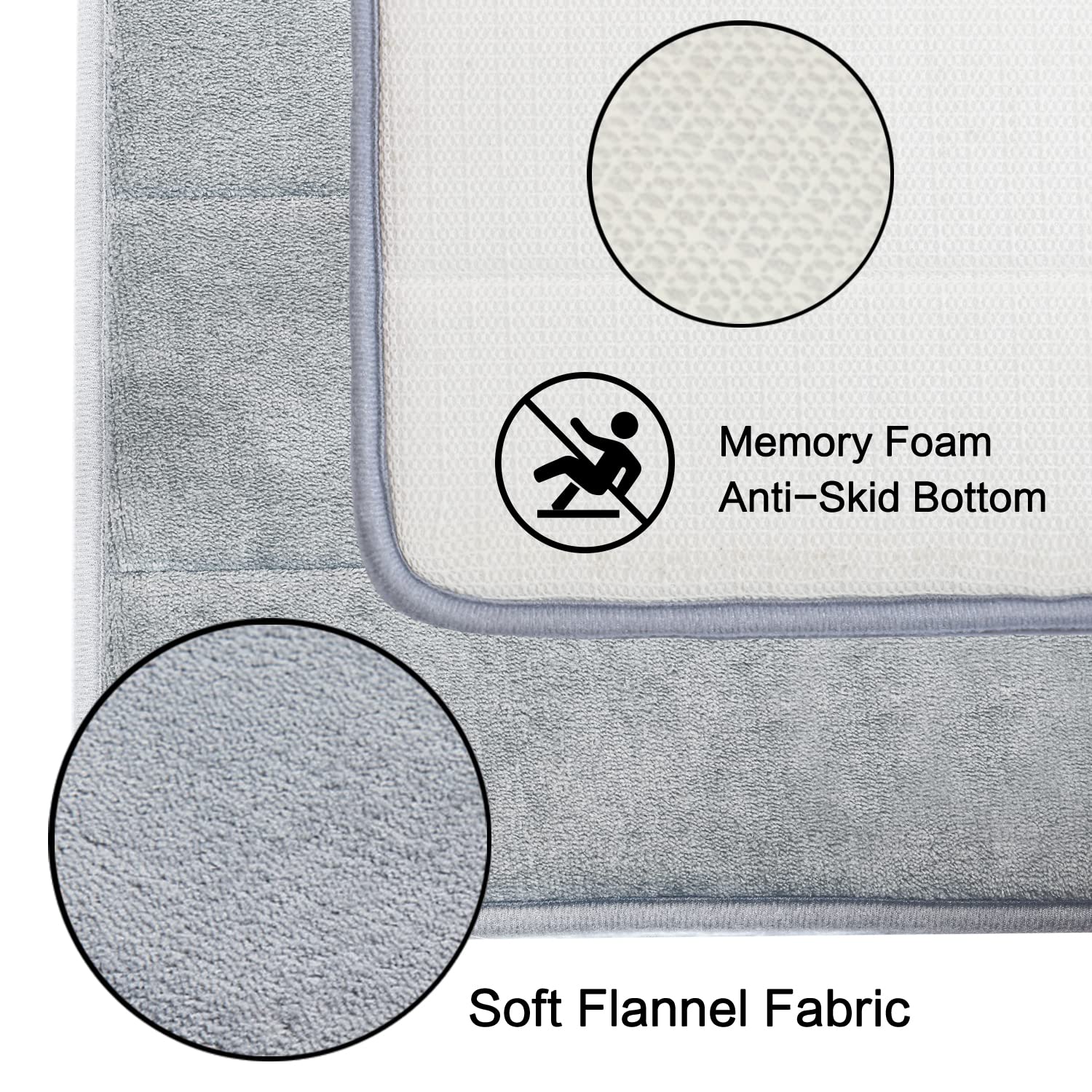 Betus U-Shaped Contour Memory Foam Toilet Mat - Non-Slip Backing, Water Absorbent, Machine Washable, Super Cozy - Luxurious Velv