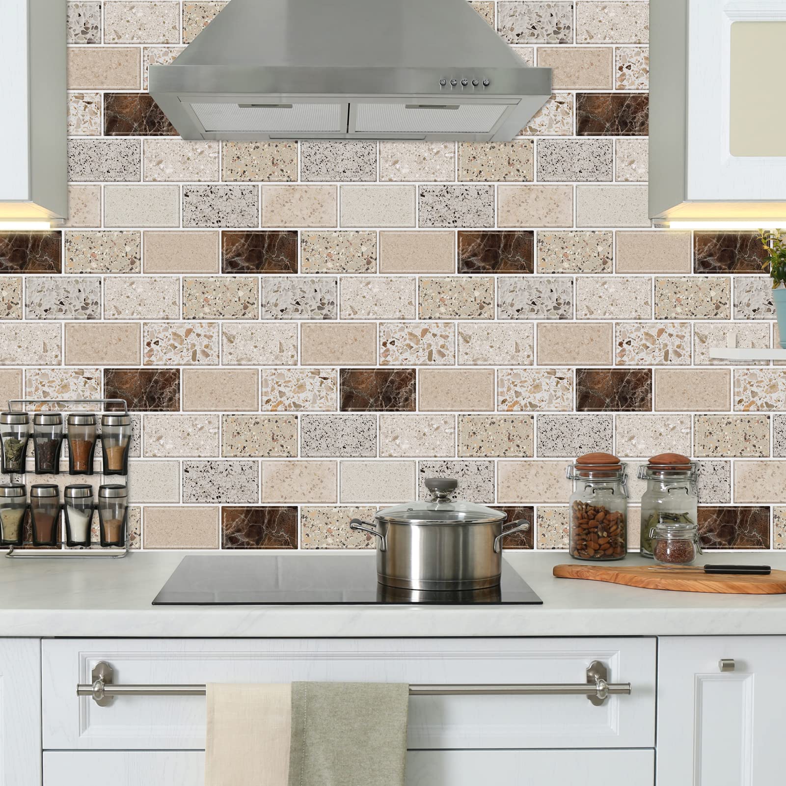 Urcolor 10-Sheet Backsplash Tile For Kitchen Peel And Stick,12''X12'' Self Adhesive Wall Tiles Stick On Back Splashes For Bathro