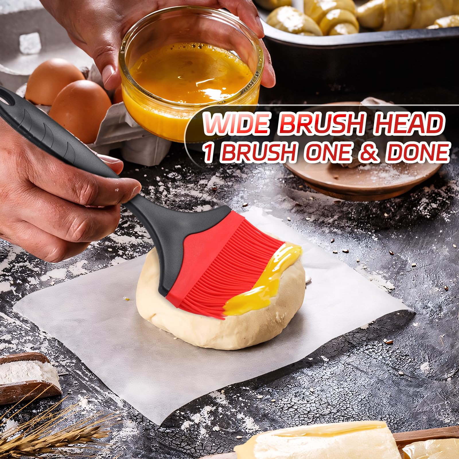 Large Silicone Basting Pastry Brush - Silicone Basting Brush For Grilling,Heat Resistant Brushes Spread Oil Butter Sauce For Coo