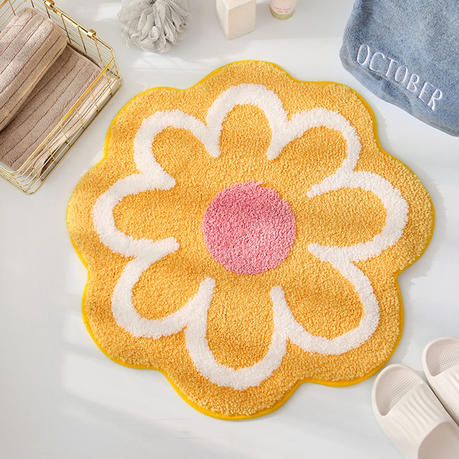 Cute Bath Mat, Soft Superfine Fiber Flower Floor Mat Bathroom, Non Slip Water Absorbent Rug Bath Mat Door Mats Rugs For Entrance