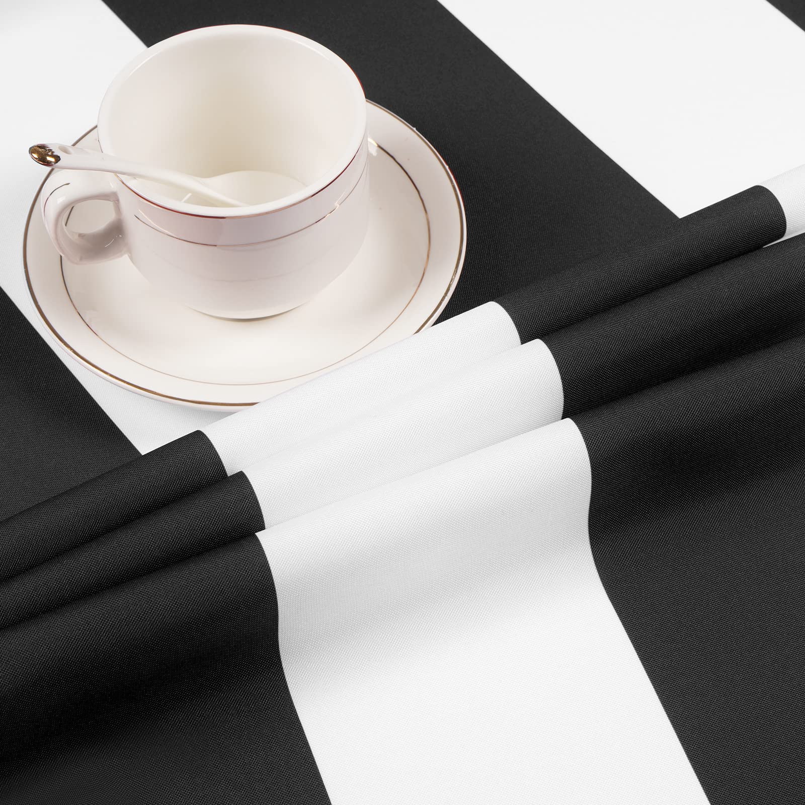 Aspmiz Black And White Striped Tablecloth For Rectangle Tables, Geometric Stripe Waterproof Table Cloth For Kitchen Dining Room,