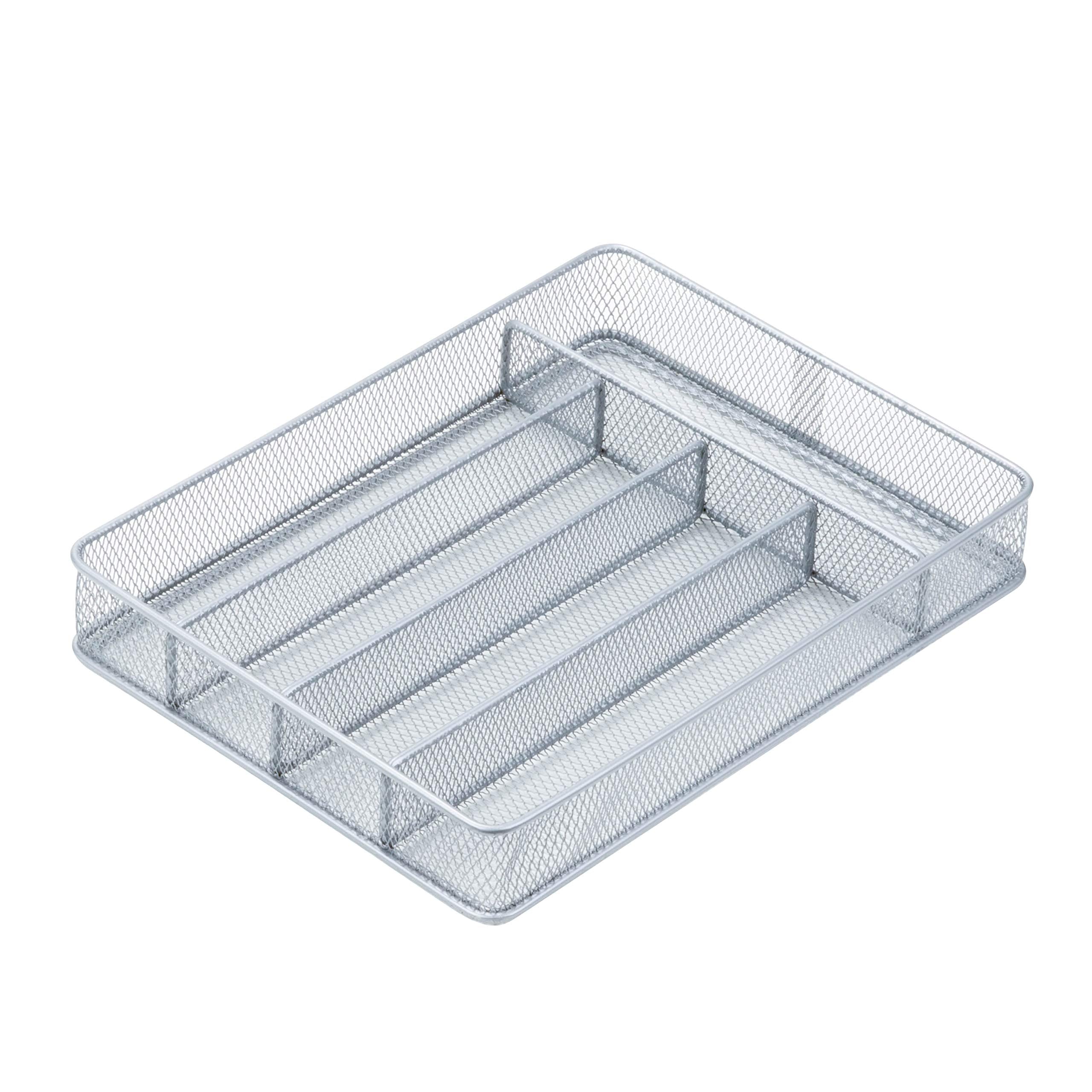 Honey-Can-Do Kch-02154 Steel Mesh 5-Compartment Cutlery Utensil Organizer, Silver Small