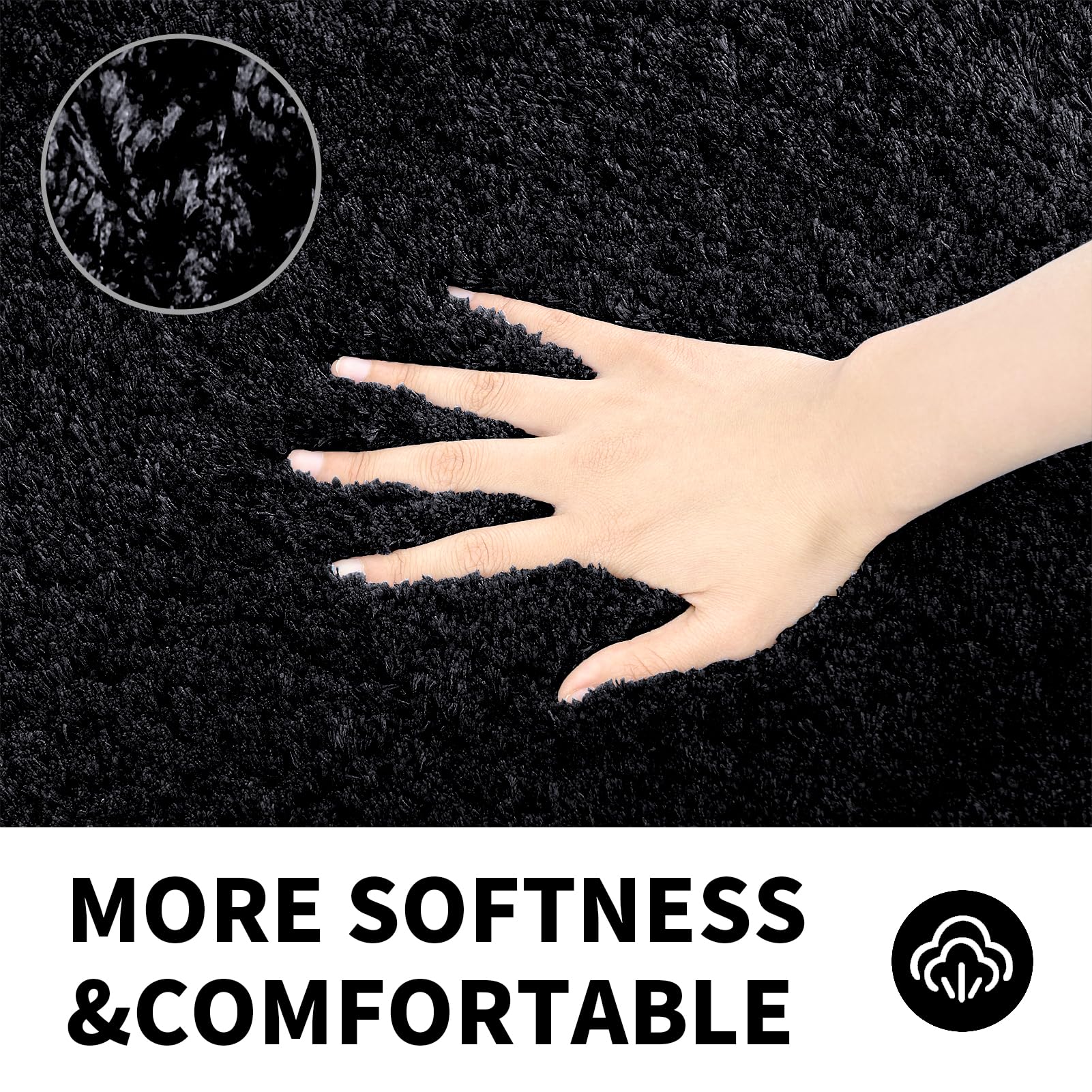 Cozecube Black Bathroom Rug 24'' X 16'', Bath Mats For Bathroom Non Slip, Ultra Soft Bath Rugs For Bathroom Washable, Plush Micr