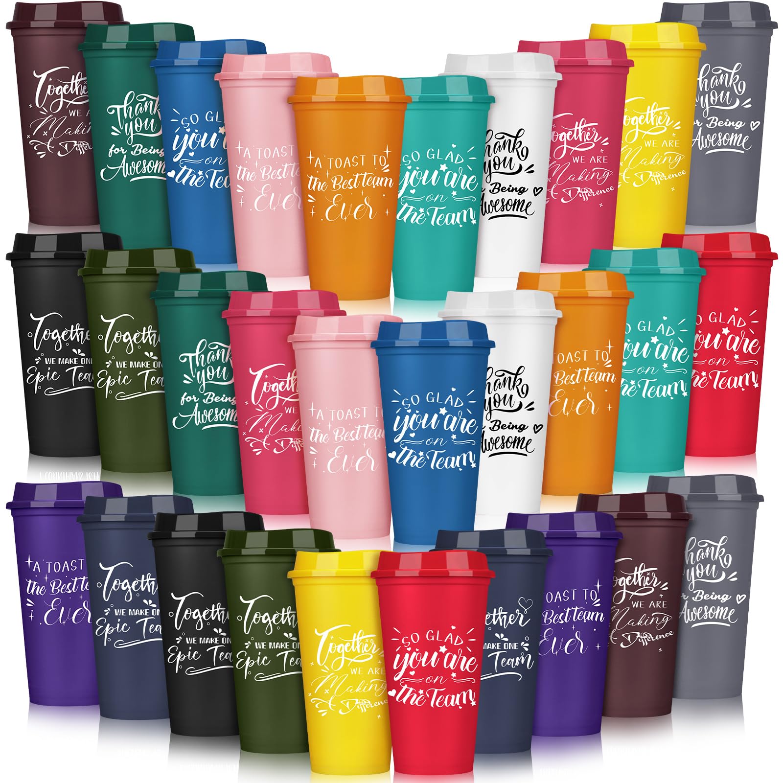 Pickmesh 60 Pcs Employee Appreciation Gifts Bulk Cna Week 16 oz Plastic Tumblers with Lids Graduation Teacher Appreciation Gifts