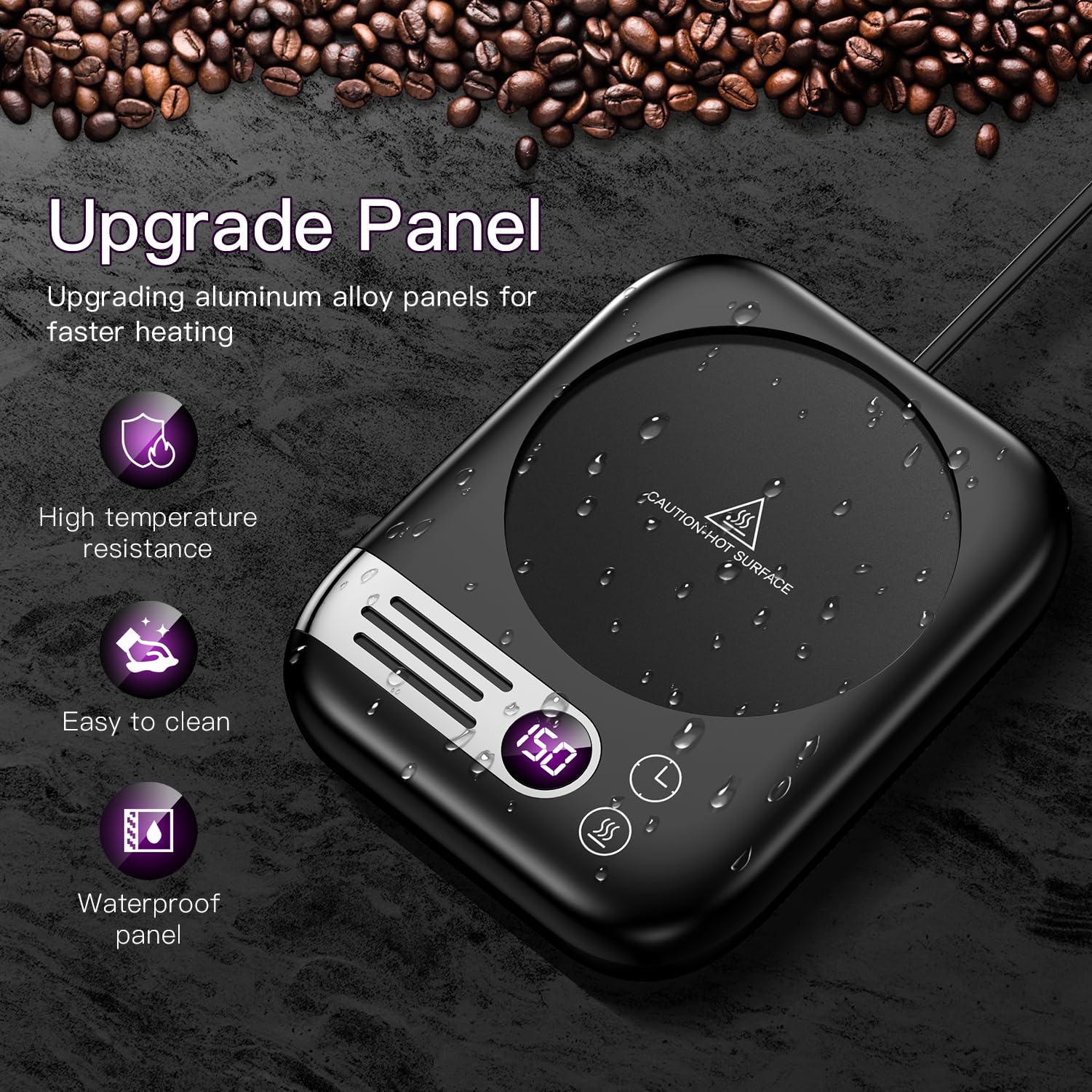 Coffee Mug Warmers For Desk With 3 Temperature Settings, Aluminum Alloy Rapidly Heats Up Auto Shut Off Mug Warmers Plate For Hea