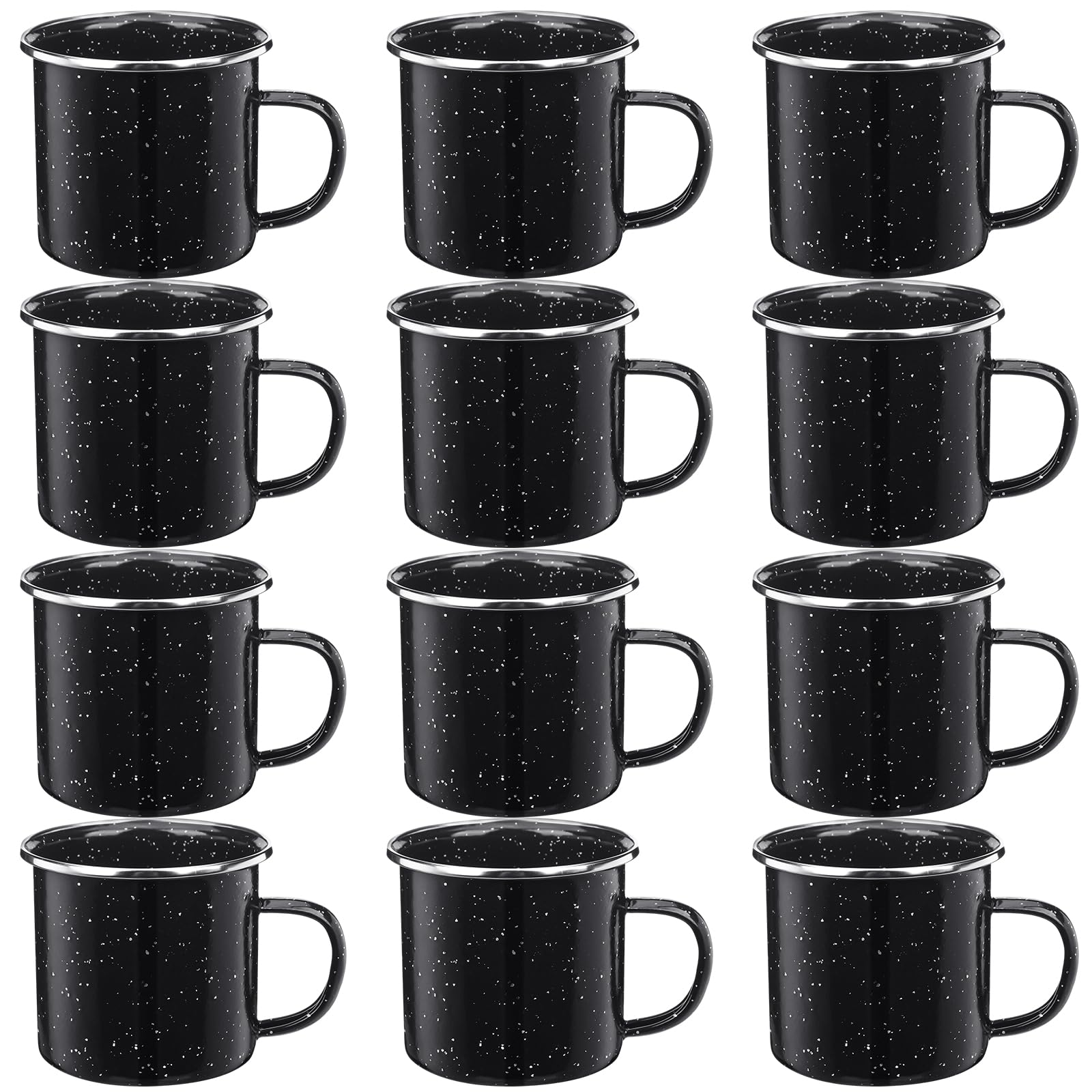 Dandat 12 Pcs Enamel Camping Mugs Small Coffee Mugs Tea Cups Portable Vintage Campfire Camping Cups Bulk with Handle for Coffee 