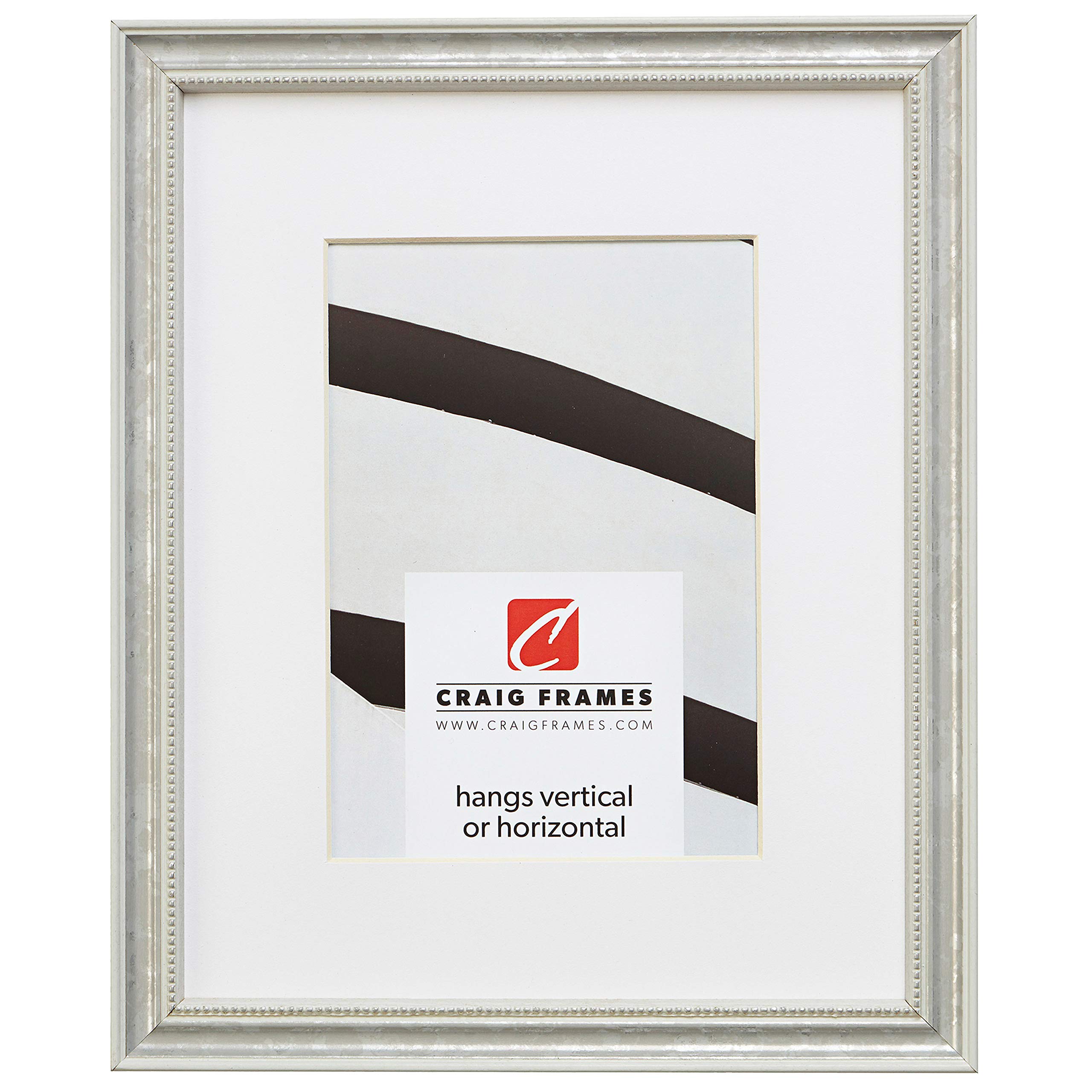 Craig Frames 314WH 20 x 24 Inch Ornate White and Silver Picture Frame Matted to Display a 16 x 20 Inch Photo