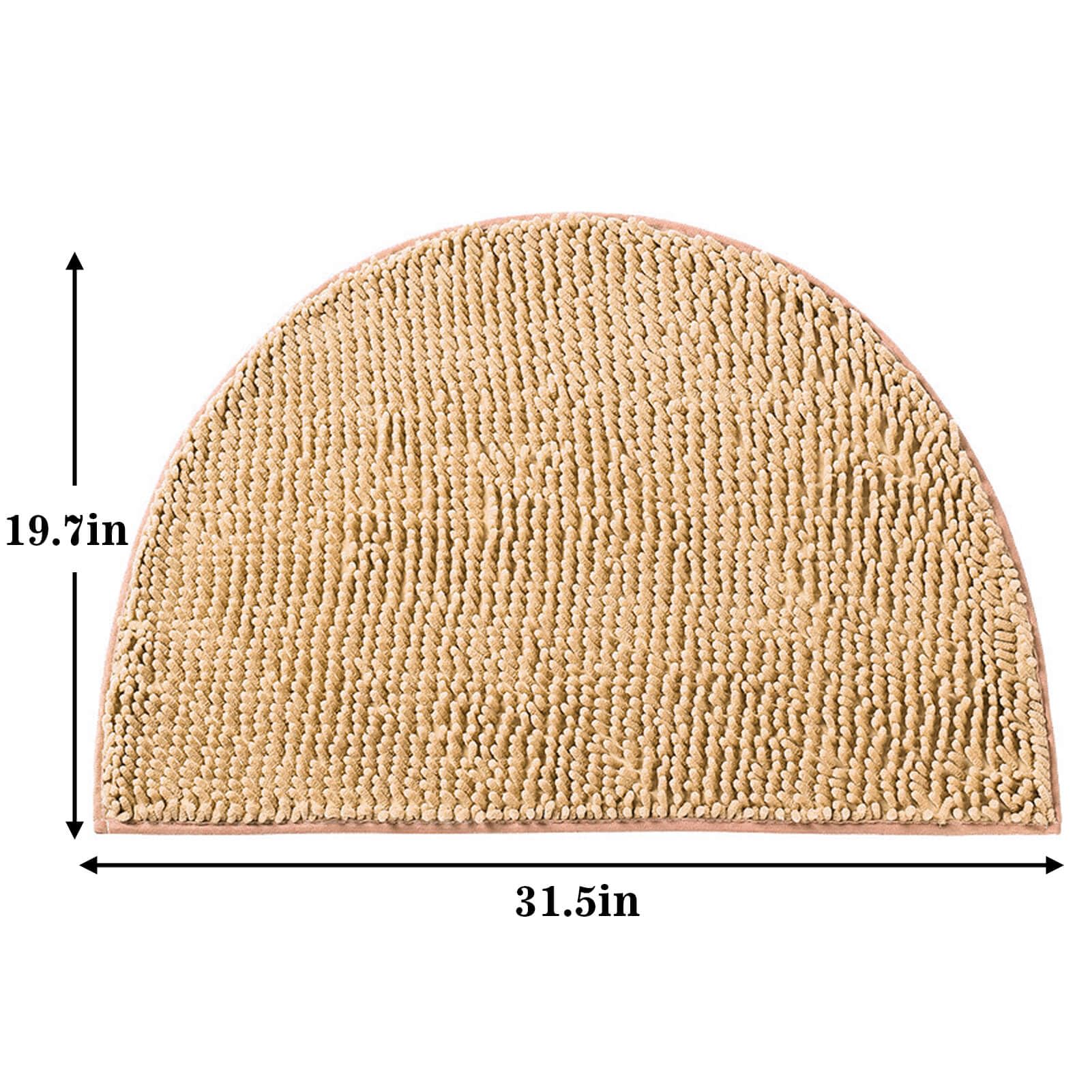 Eanpet Half Round Bath Mat Non-Slip Beige Bathroom Rugs Semicircle Chenille Bath Rugs Water Absorbent Floor Mats For Kids Ultra